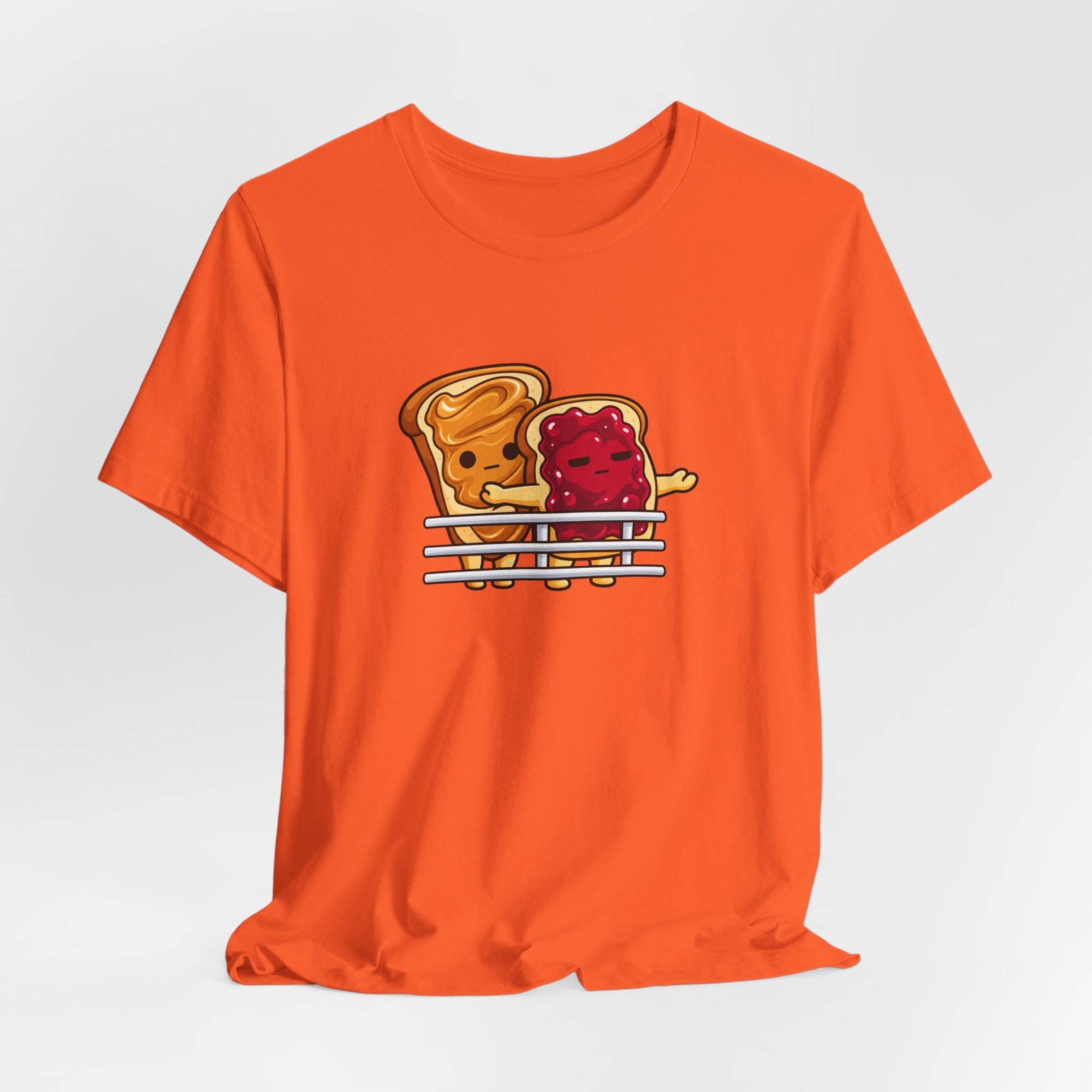 Cute Peanut Butter Jelly On Toast Lovers Ship Pose Graphic Tee - Image 8