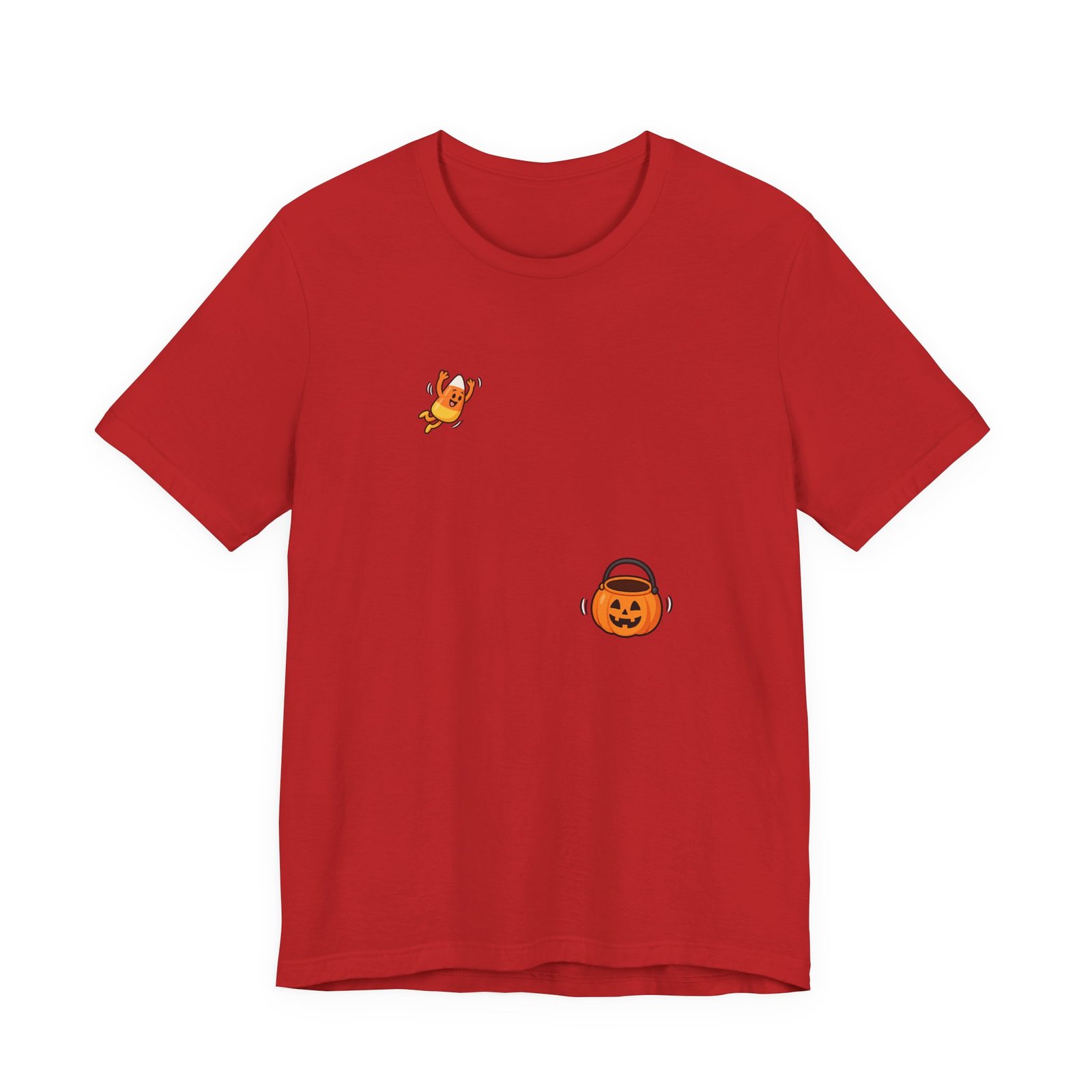 Candy Corn Jumping Into Pumpkin Bucket Halloween Graphic Tee - Image 29