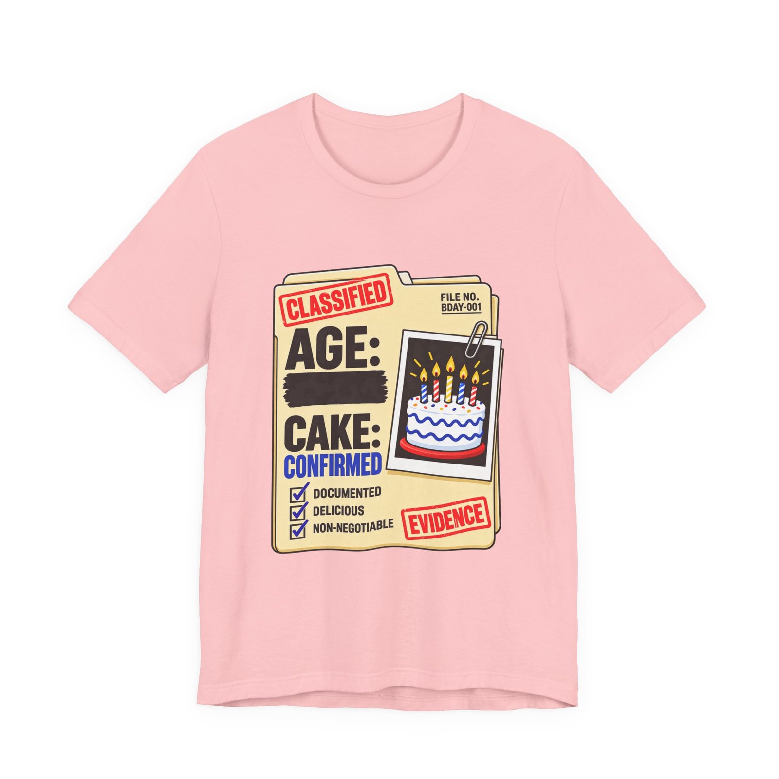 Classified Birthday Cake Funny Case Dossier Graphic Tee - Image 41
