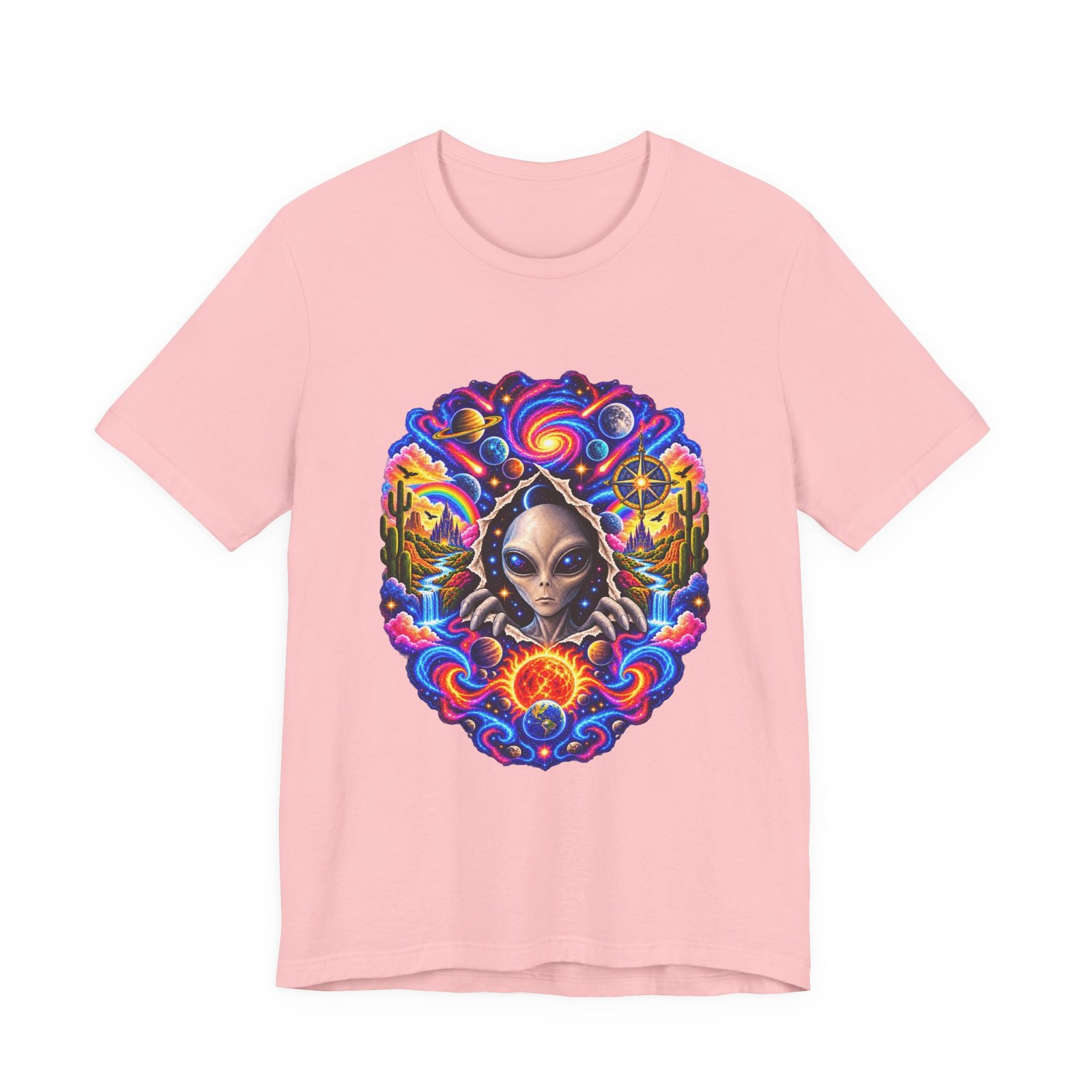 Psychedelic Alien Cosmic Portal Space Graphic Tee - Image 41