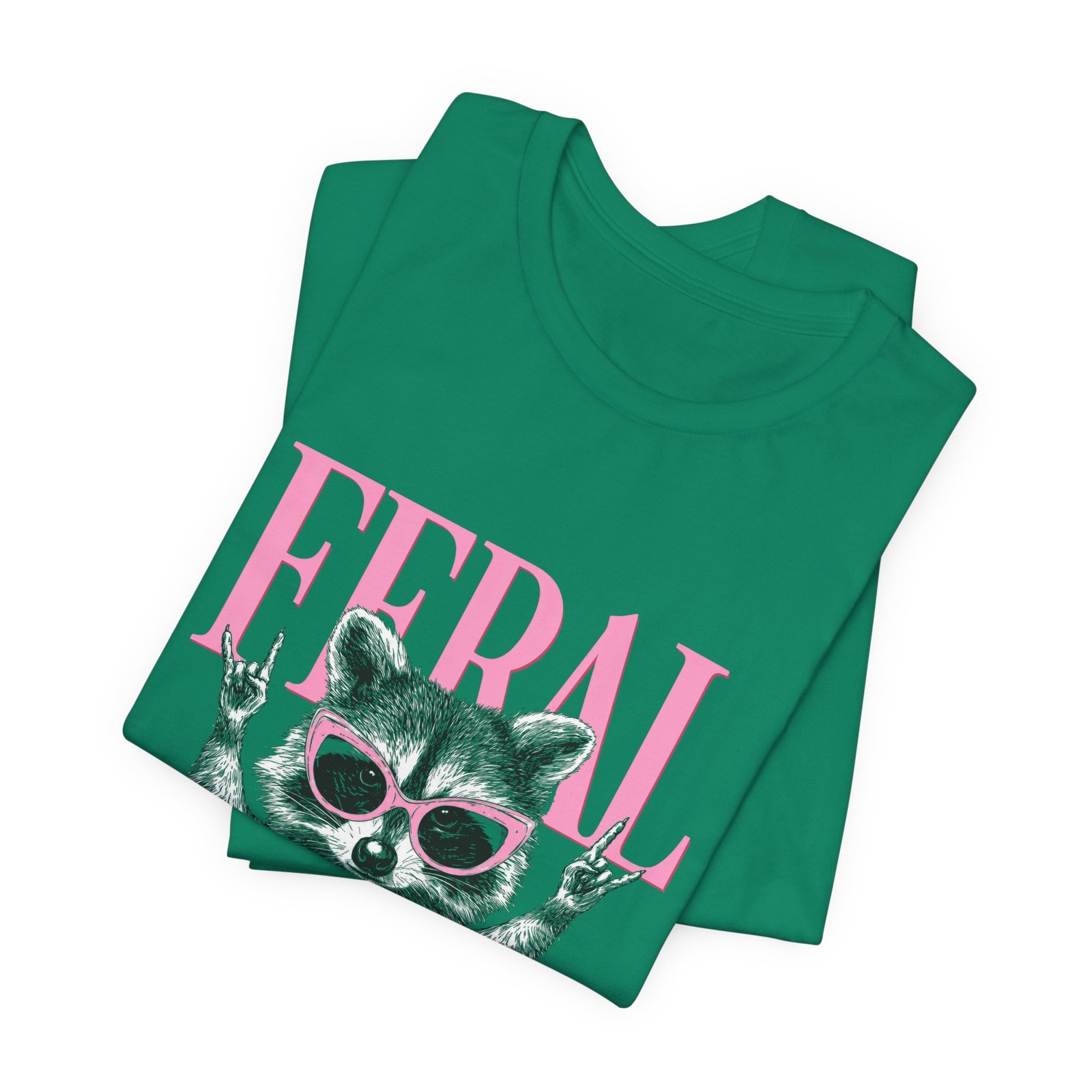 Feral Raccoon Pink Sunglasses Pearl Attitude Graphic Tee - Image 27
