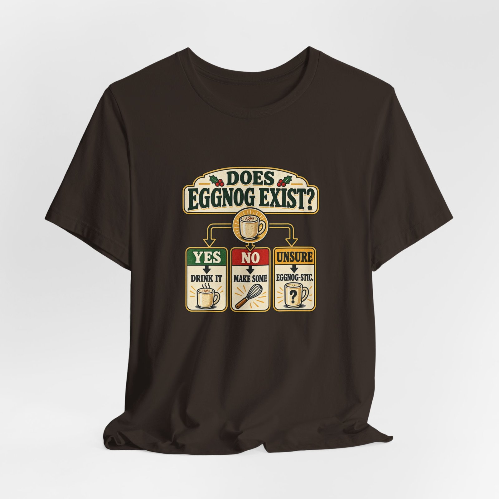 Does Eggnog Pun Exist Holiday Chart Graphic Tee - Image 12