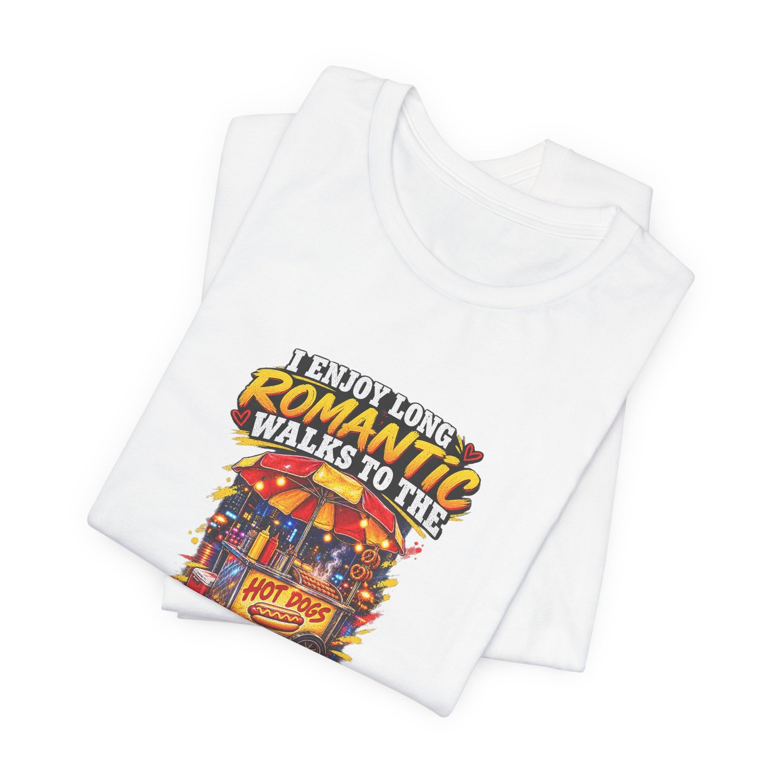Romantic Walks To The Hot Dog Cart Graphic Tee - Image 3