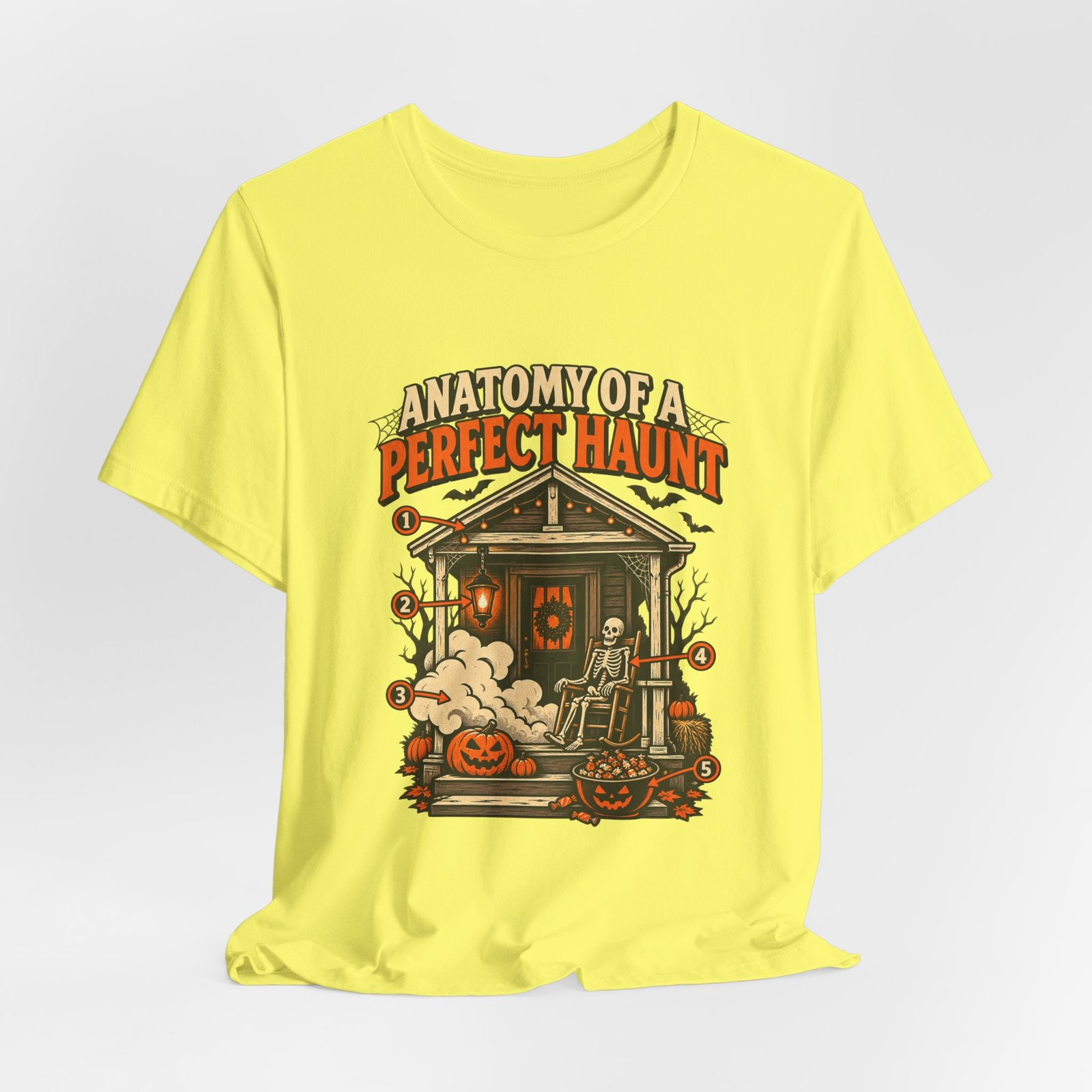 Anatomy Of A Haunted Porch Halloween Ghost Graphic Tee - Image 12