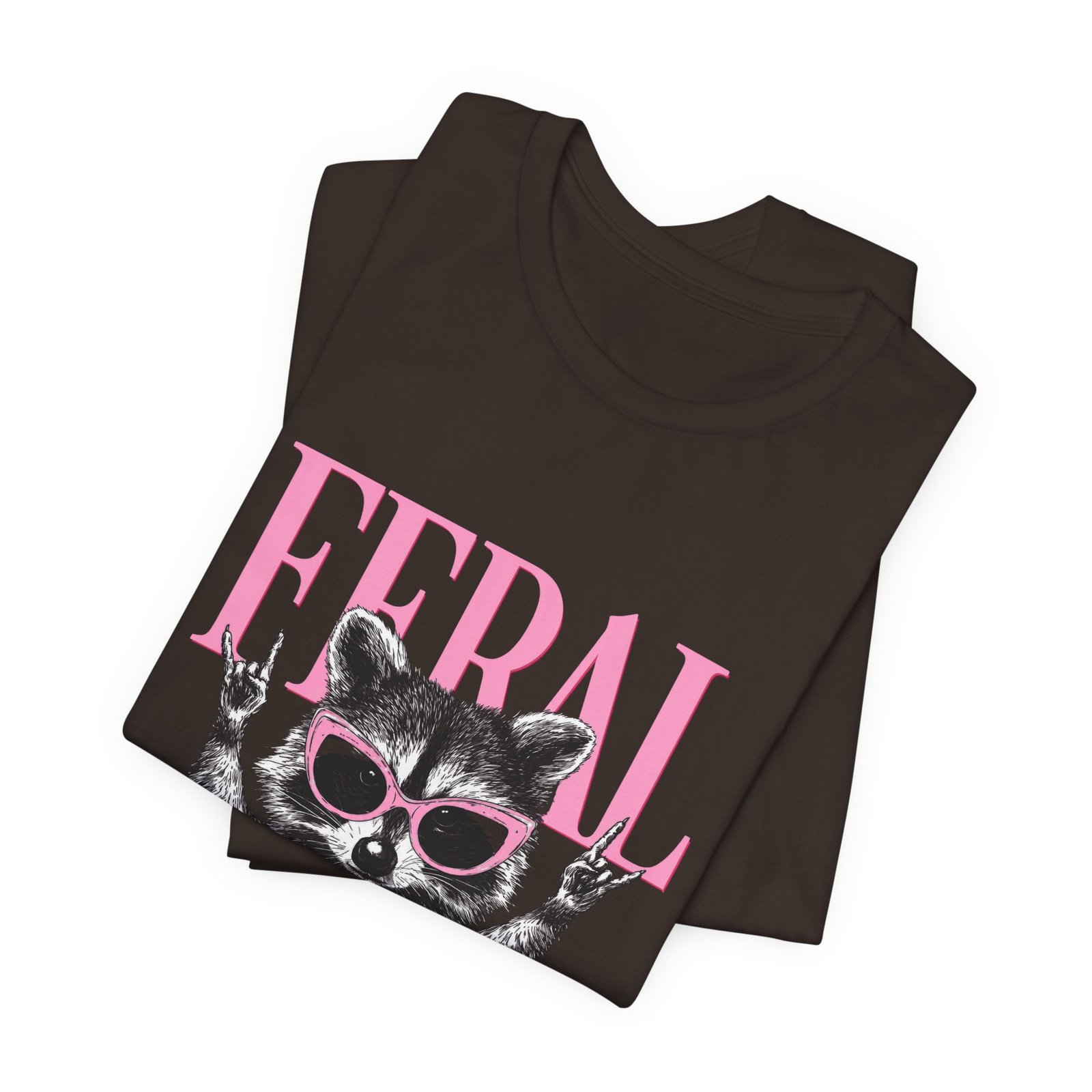 Feral Raccoon Pink Sunglasses Pearl Attitude Graphic Tee - Image 11