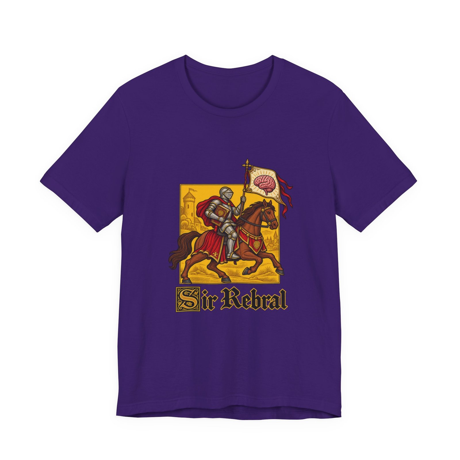 Sir Rebral Cerebral Knight Brain Banner Tee - Image 37