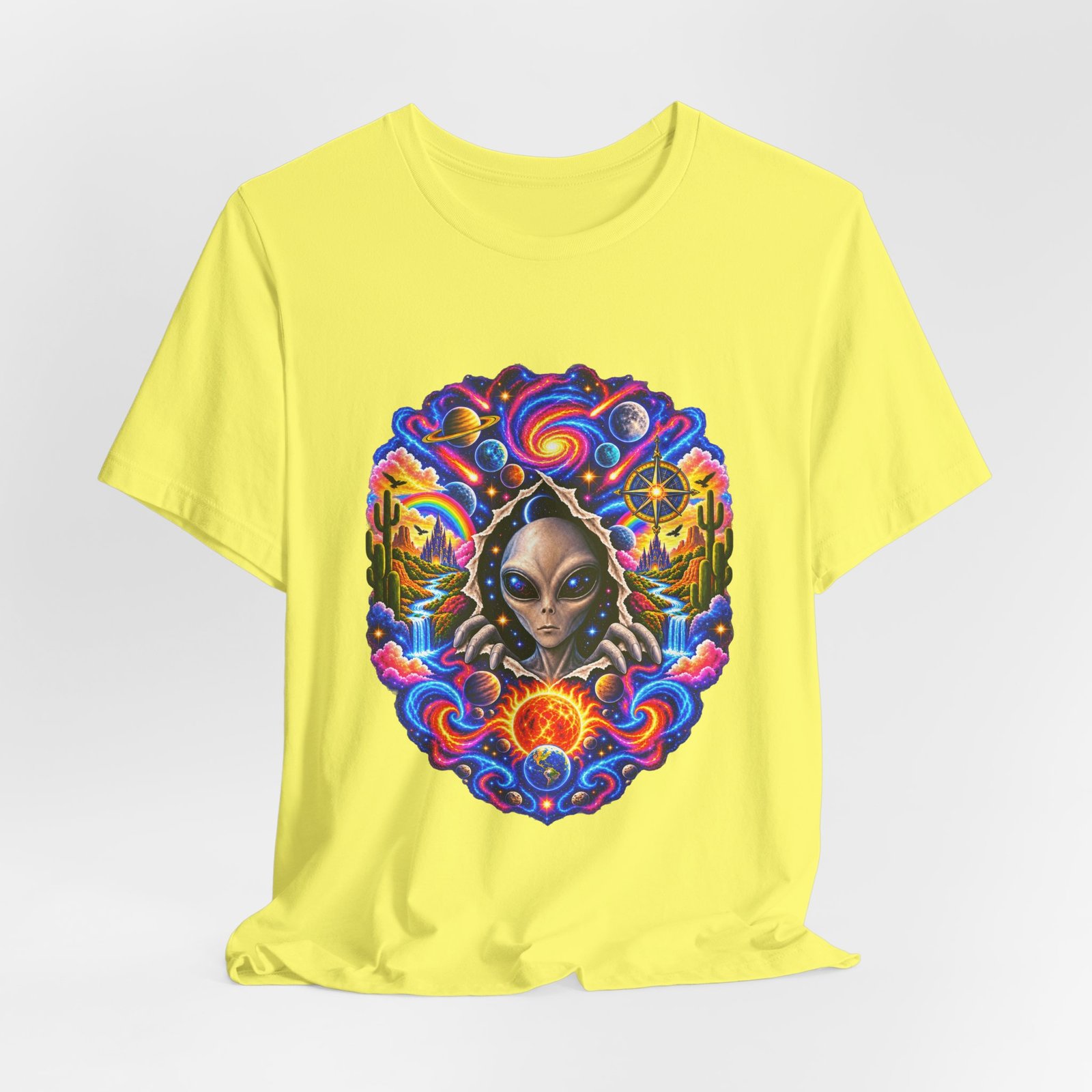 Psychedelic Alien Cosmic Portal Space Graphic Tee - Image 20
