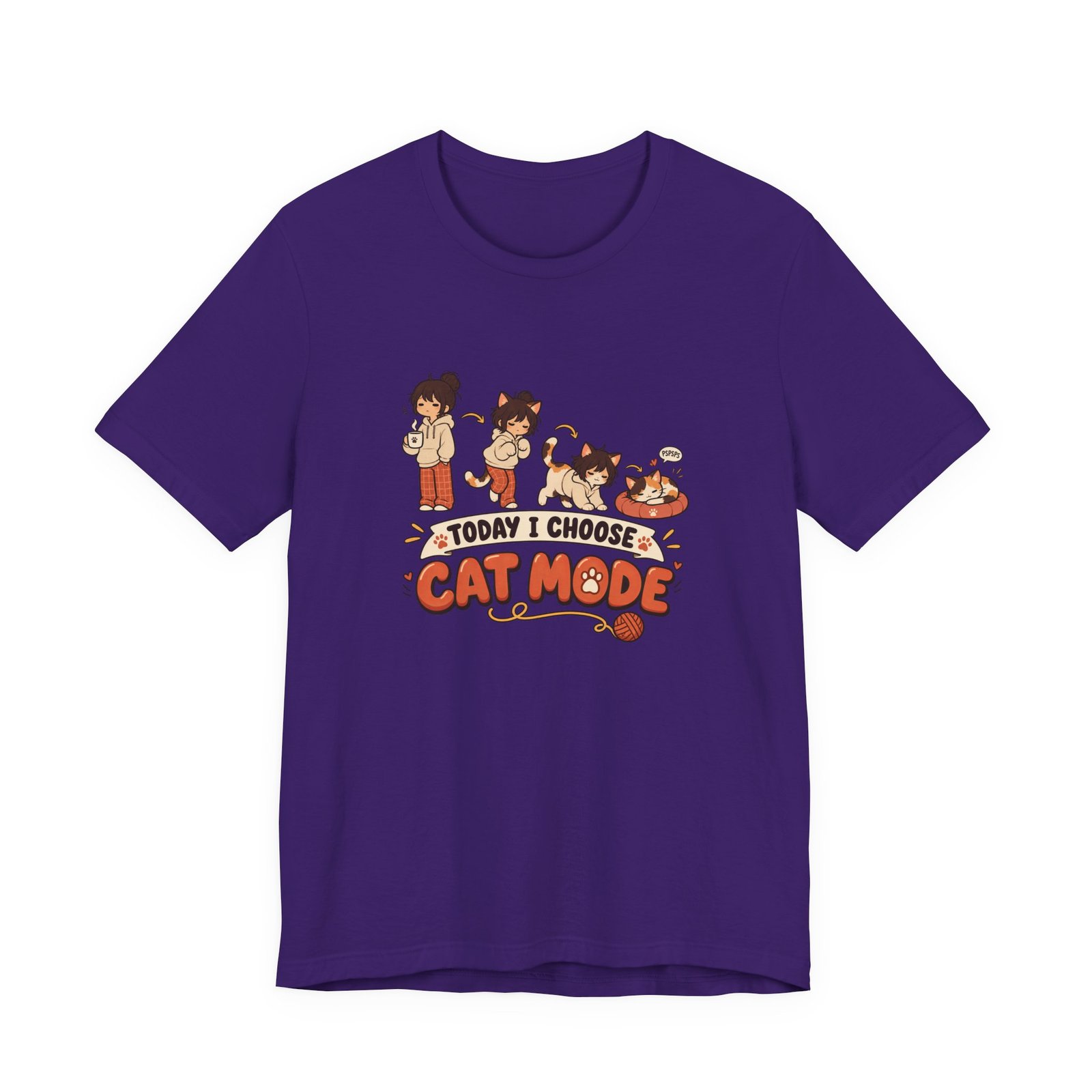 Cat Mode Transformation Cartoon Graphic Tee - Image 37