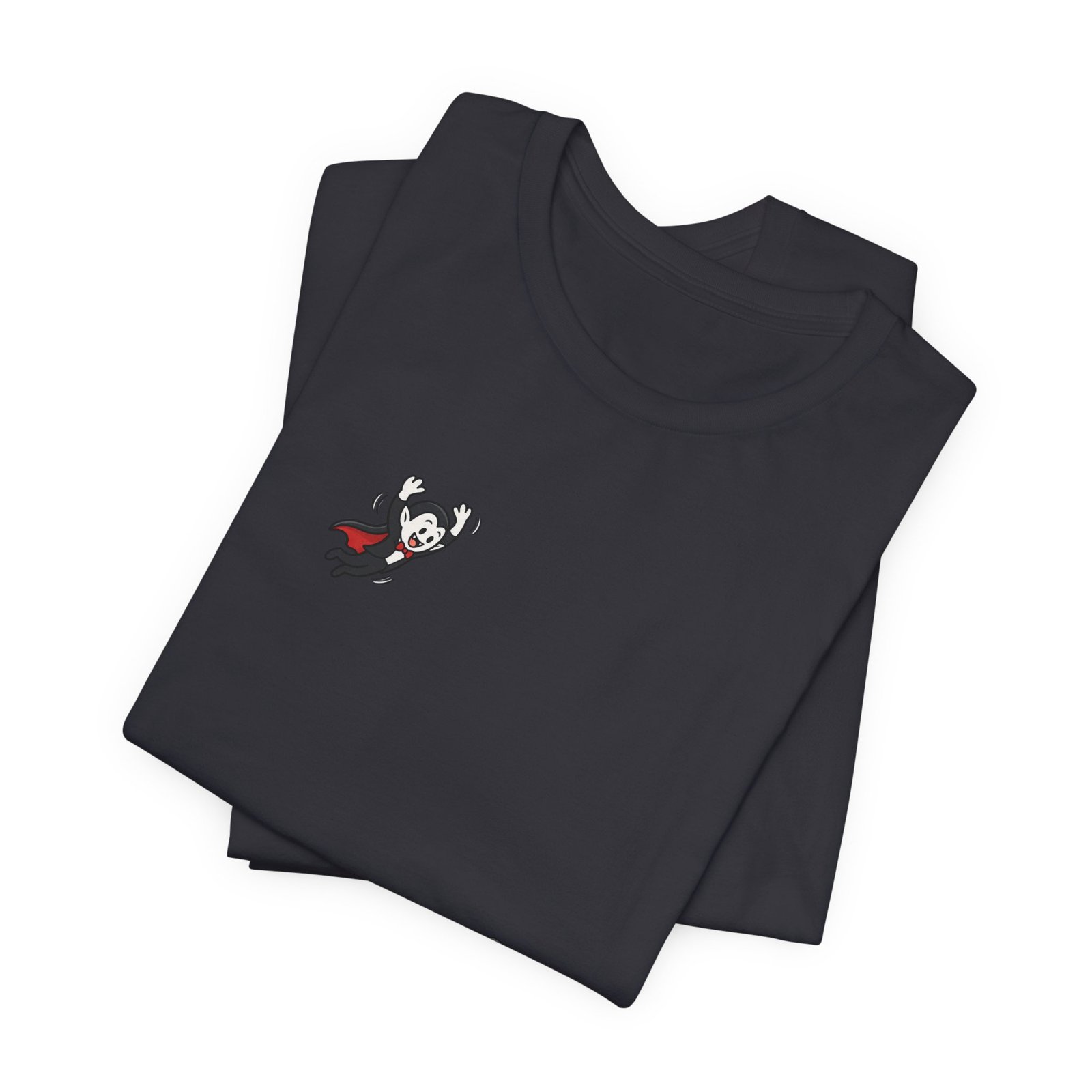Cute Cartoon Vampire Jumping Into Coffin Halloween Graphic Tee - Image 11