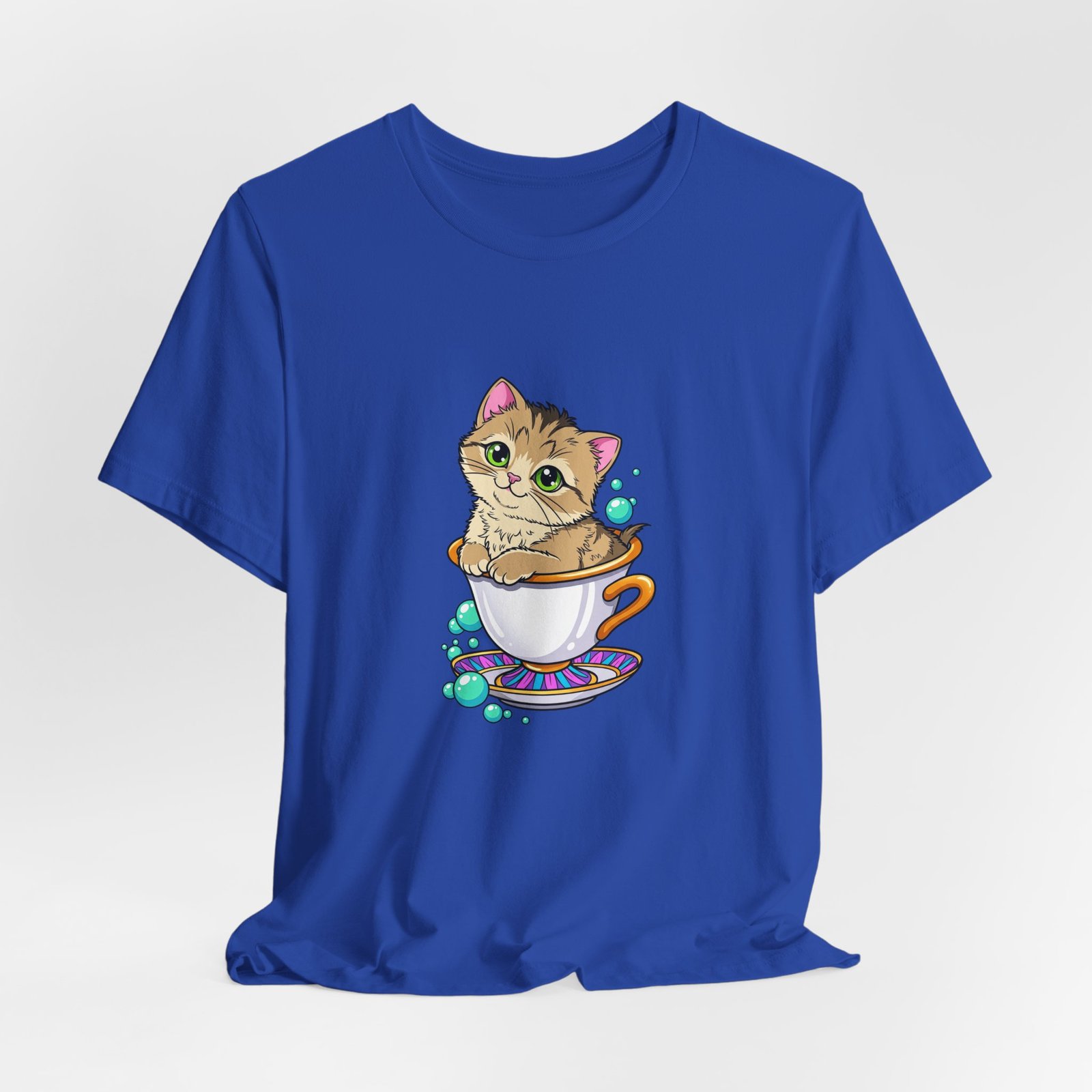 Cute Green Eyed Kitten in Teacup with Blue Bubbles - Image 20