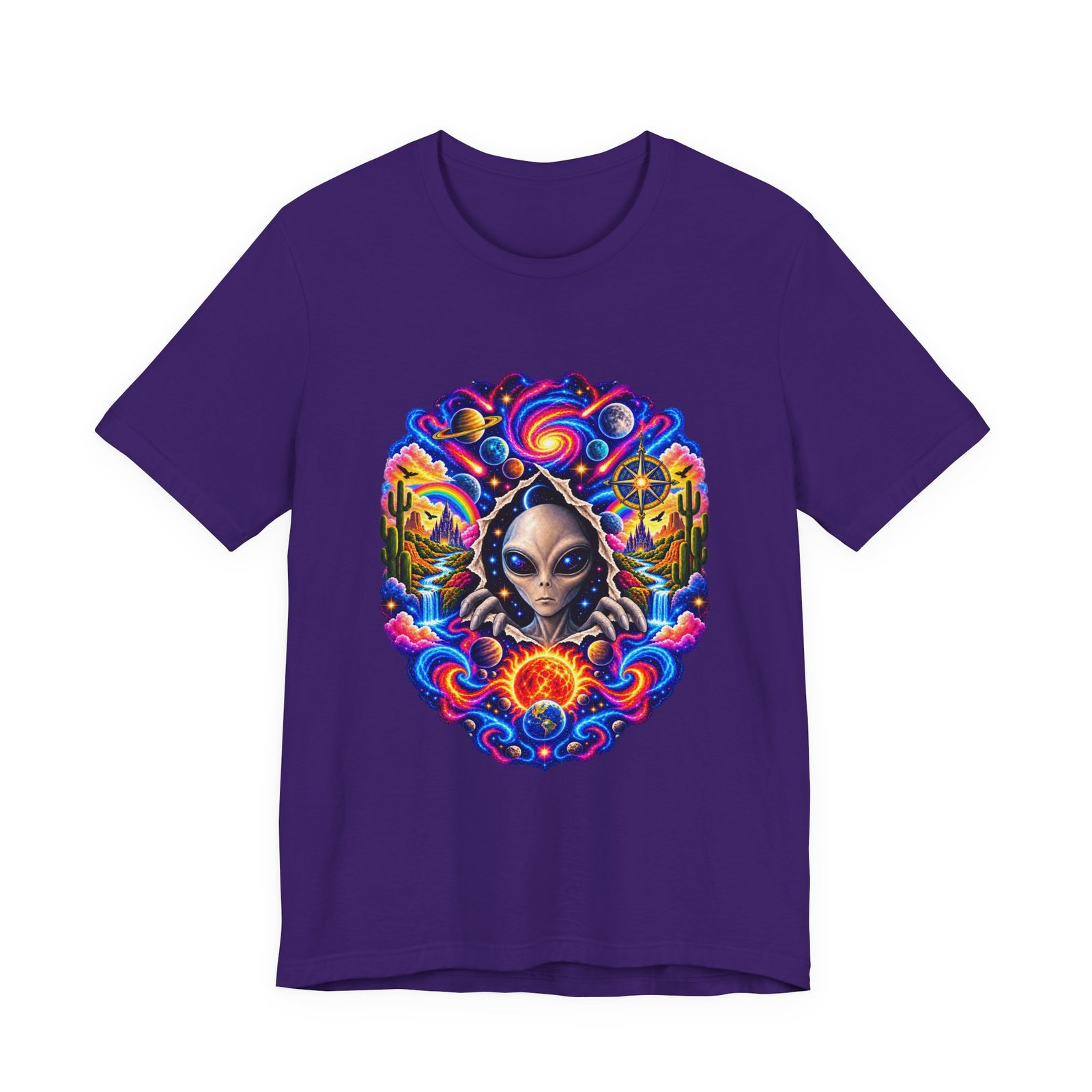 Psychedelic Alien Cosmic Portal Space Graphic Tee - Image 37