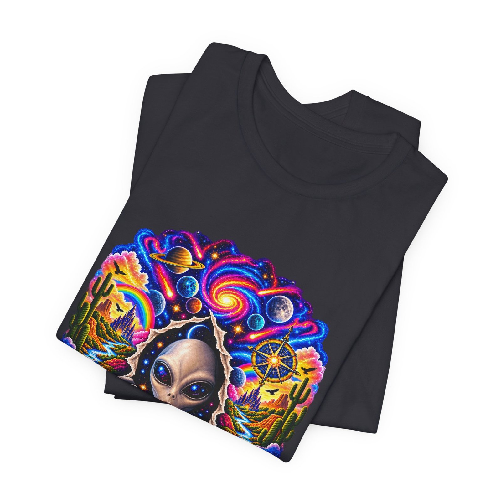 Psychedelic Alien Cosmic Portal Space Graphic Tee - Image 23