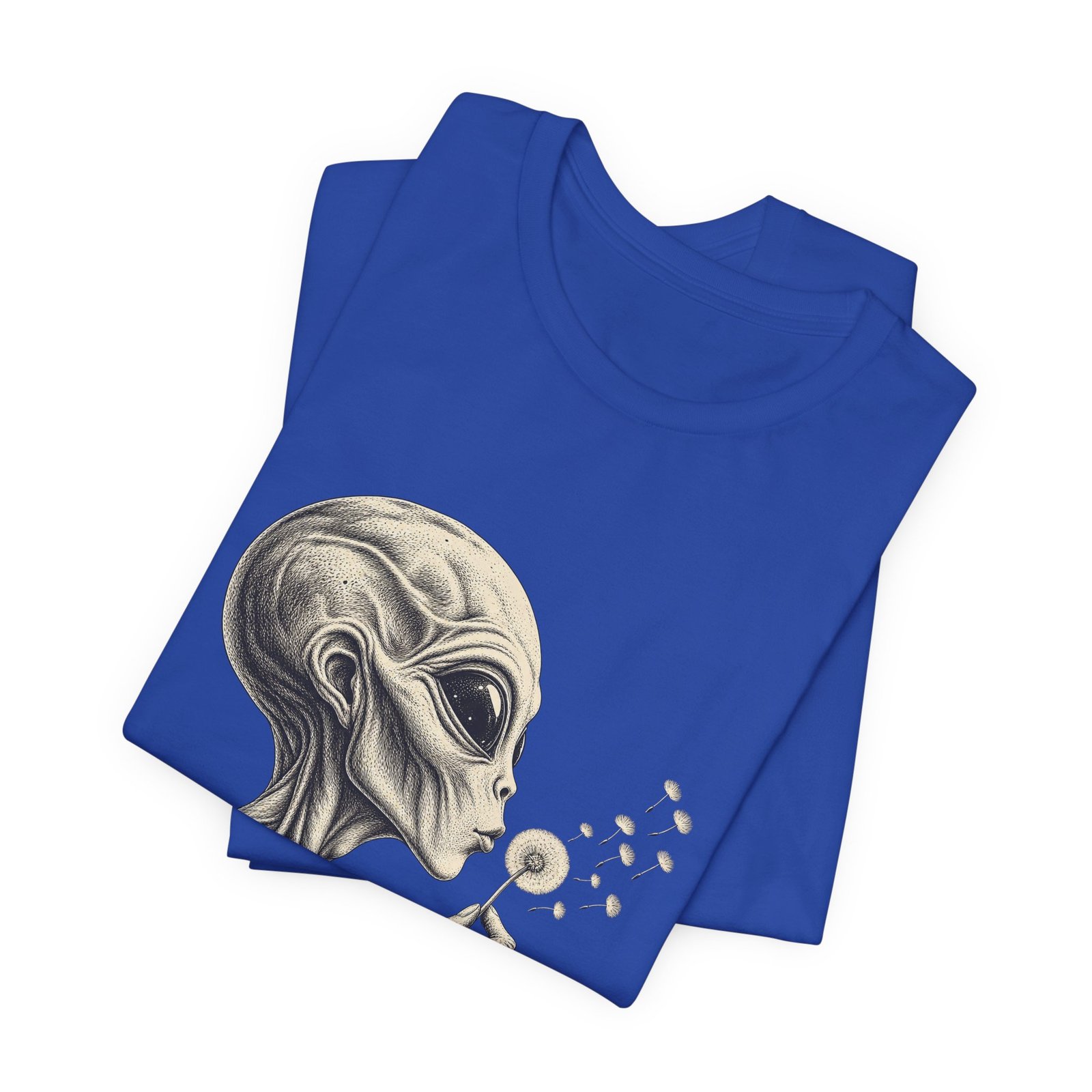 Alien Blowing Dandelion Seeds Wishful Extraterrestrial Wonder Tee - Image 31
