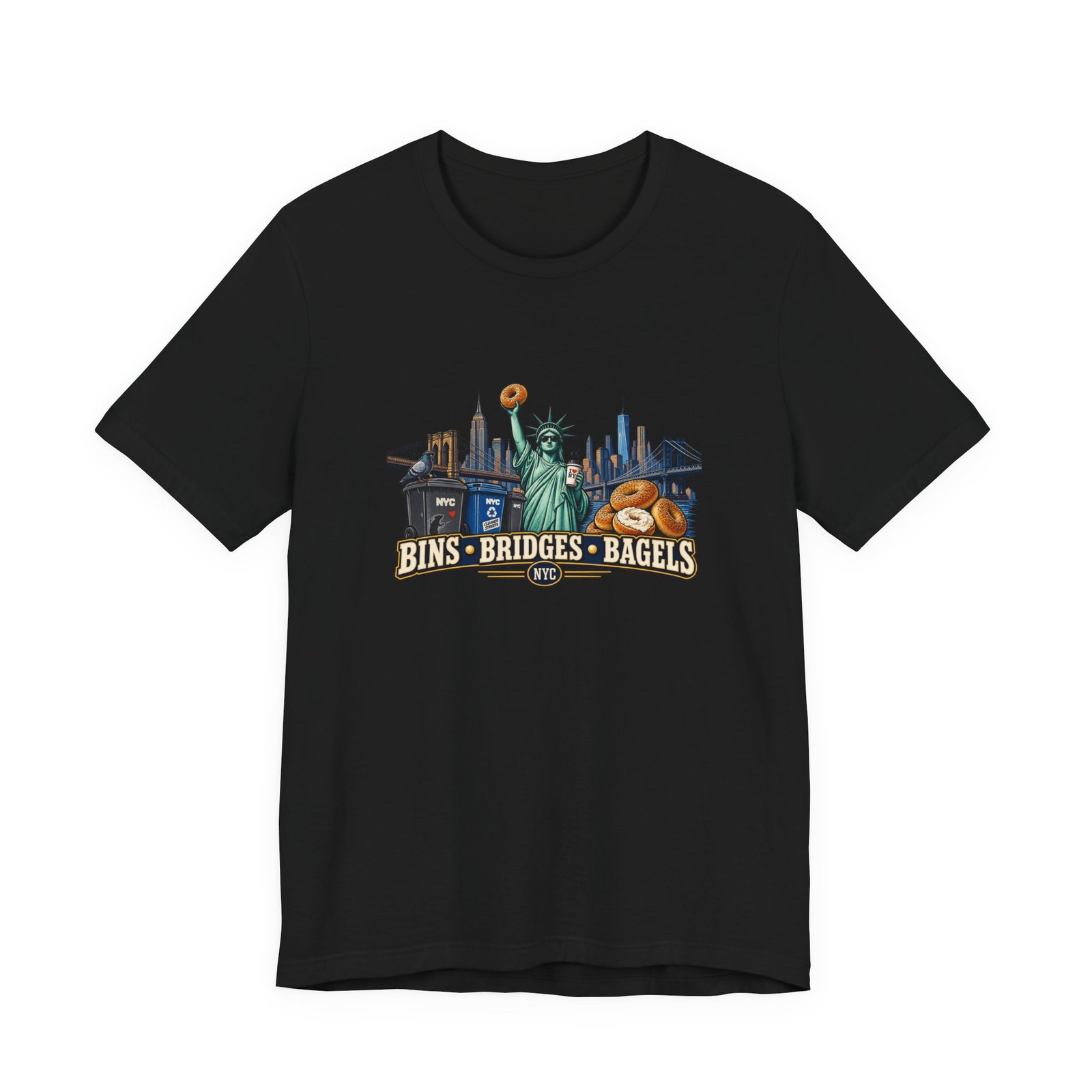 NYC Cleaner Streets Liberty Bagels Graphic Tee - Image 13