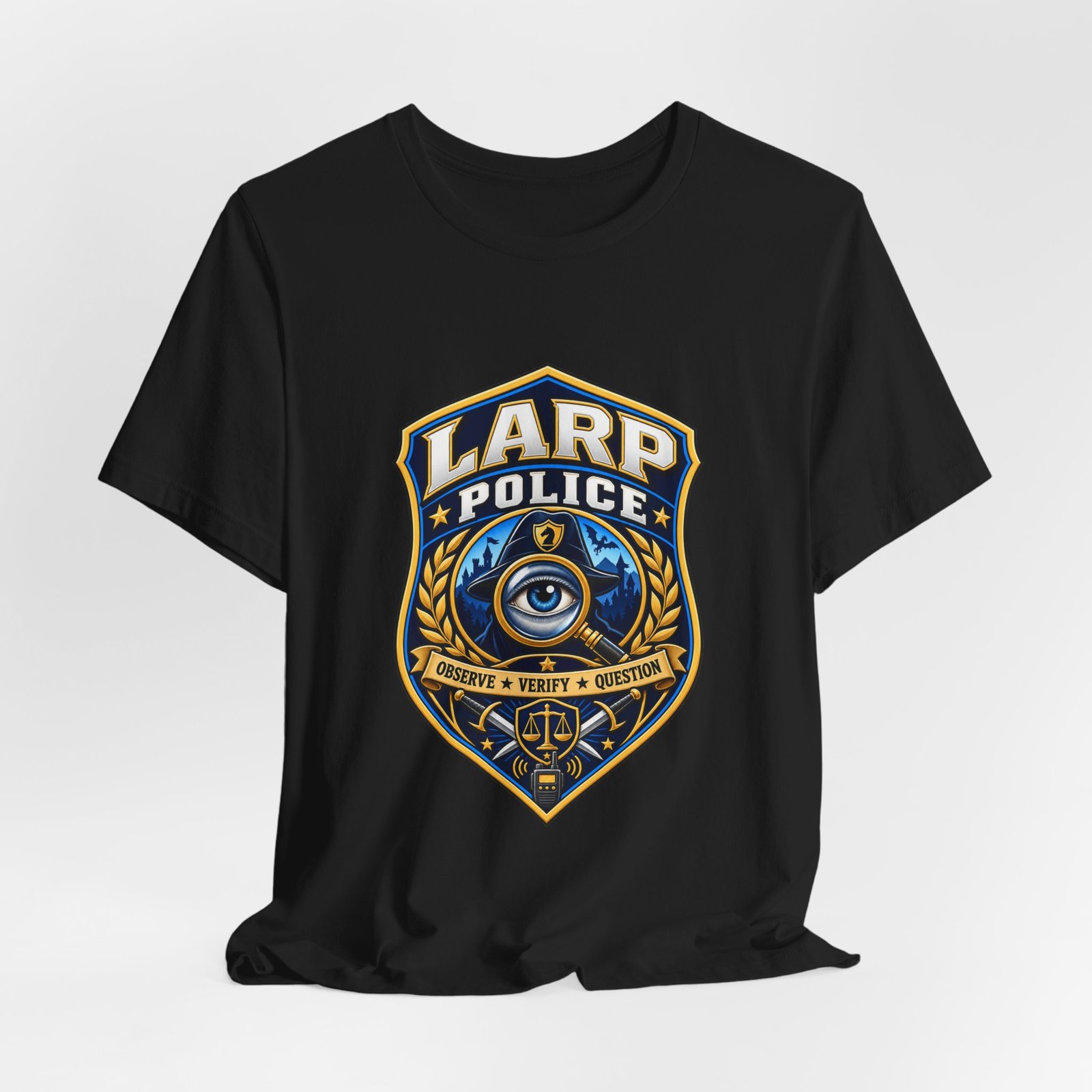 LARP Police Observe Verify Question Badge Tee - Image 16