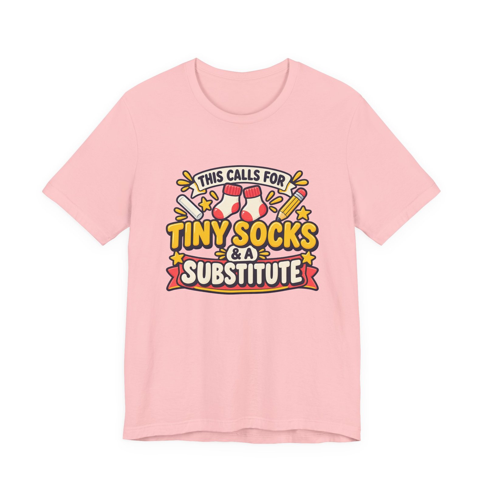 Teacher Baby Announcement Tiny Socks And Substitute Classroom Tee - Image 41