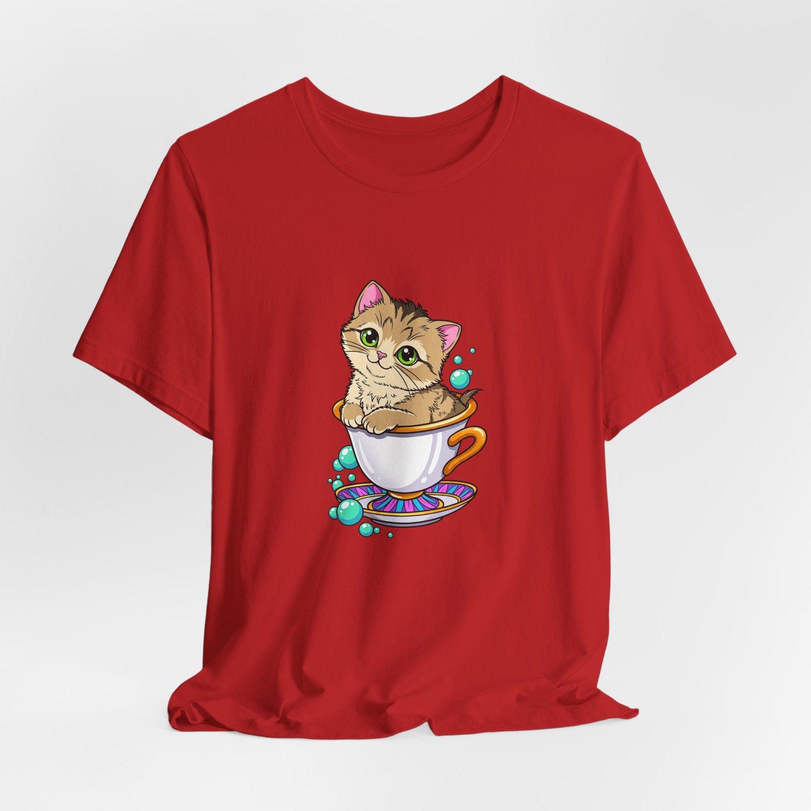 Cute Green Eyed Kitten in Teacup with Blue Bubbles - Image 32