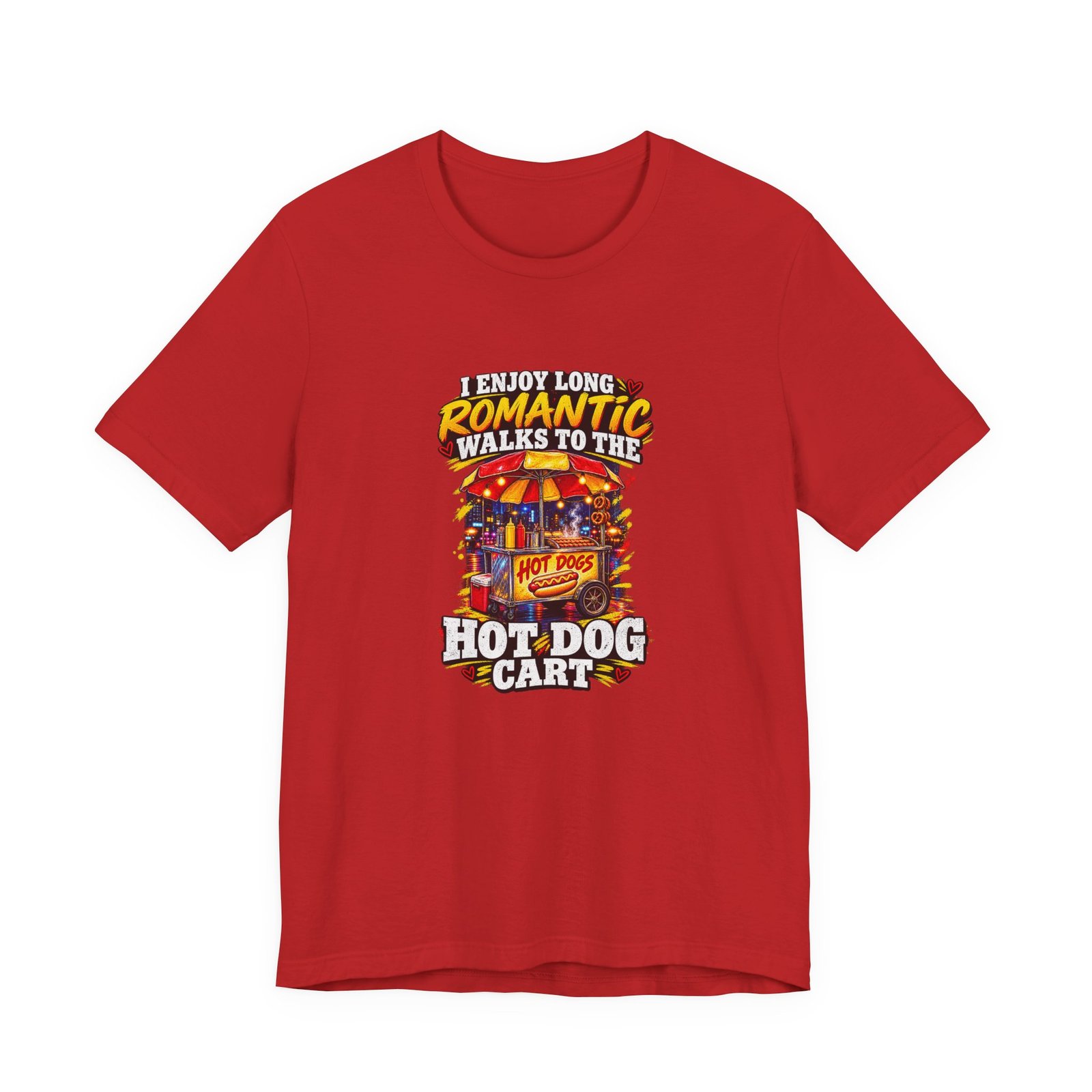 Romantic Walks To The Hot Dog Cart Graphic Tee - Image 45