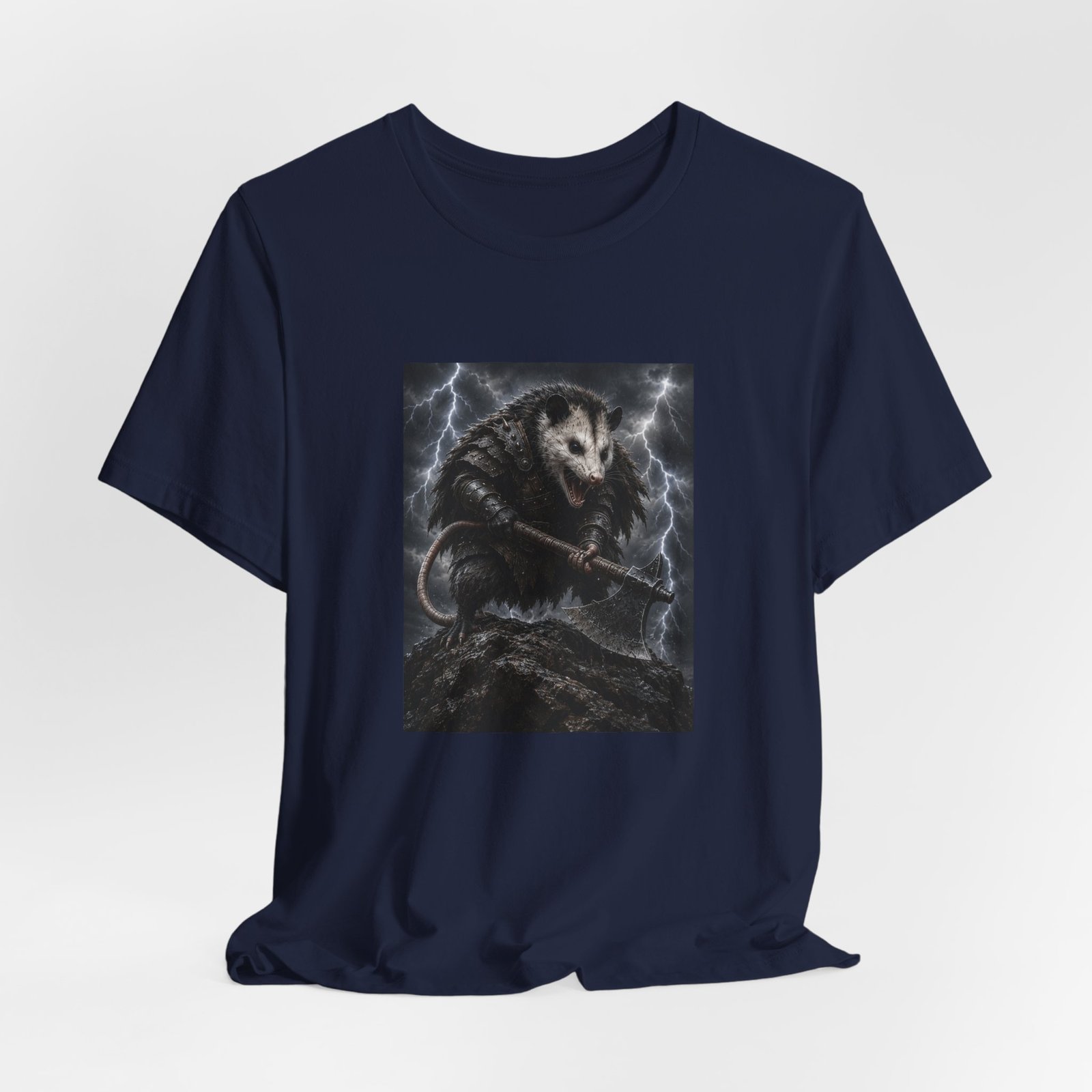 Opossum Warrior With Axe Lightning Storm Graphic Tee - Image 36
