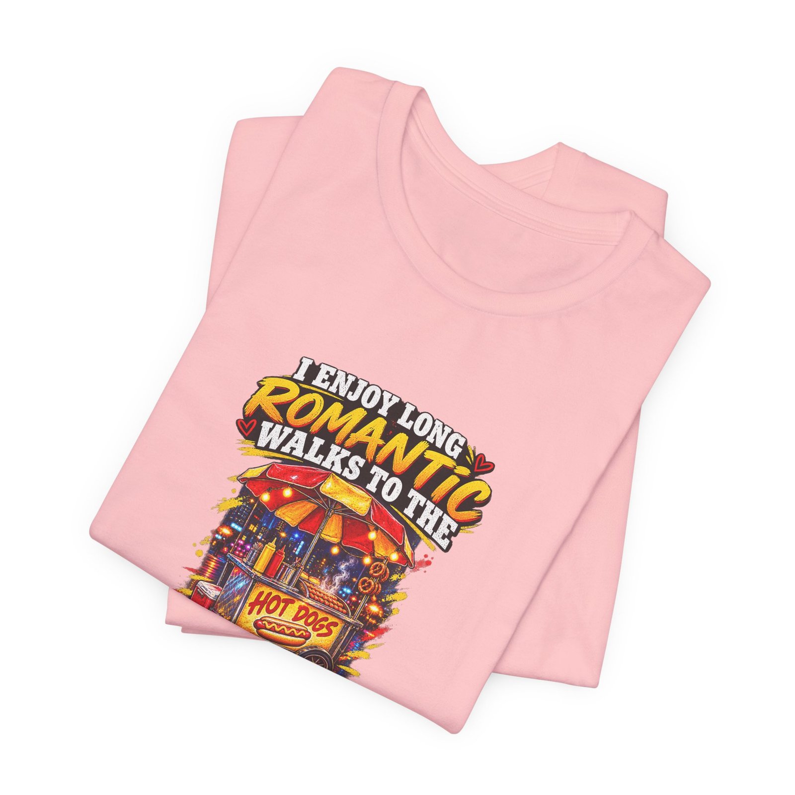 Romantic Walks To The Hot Dog Cart Graphic Tee - Image 43