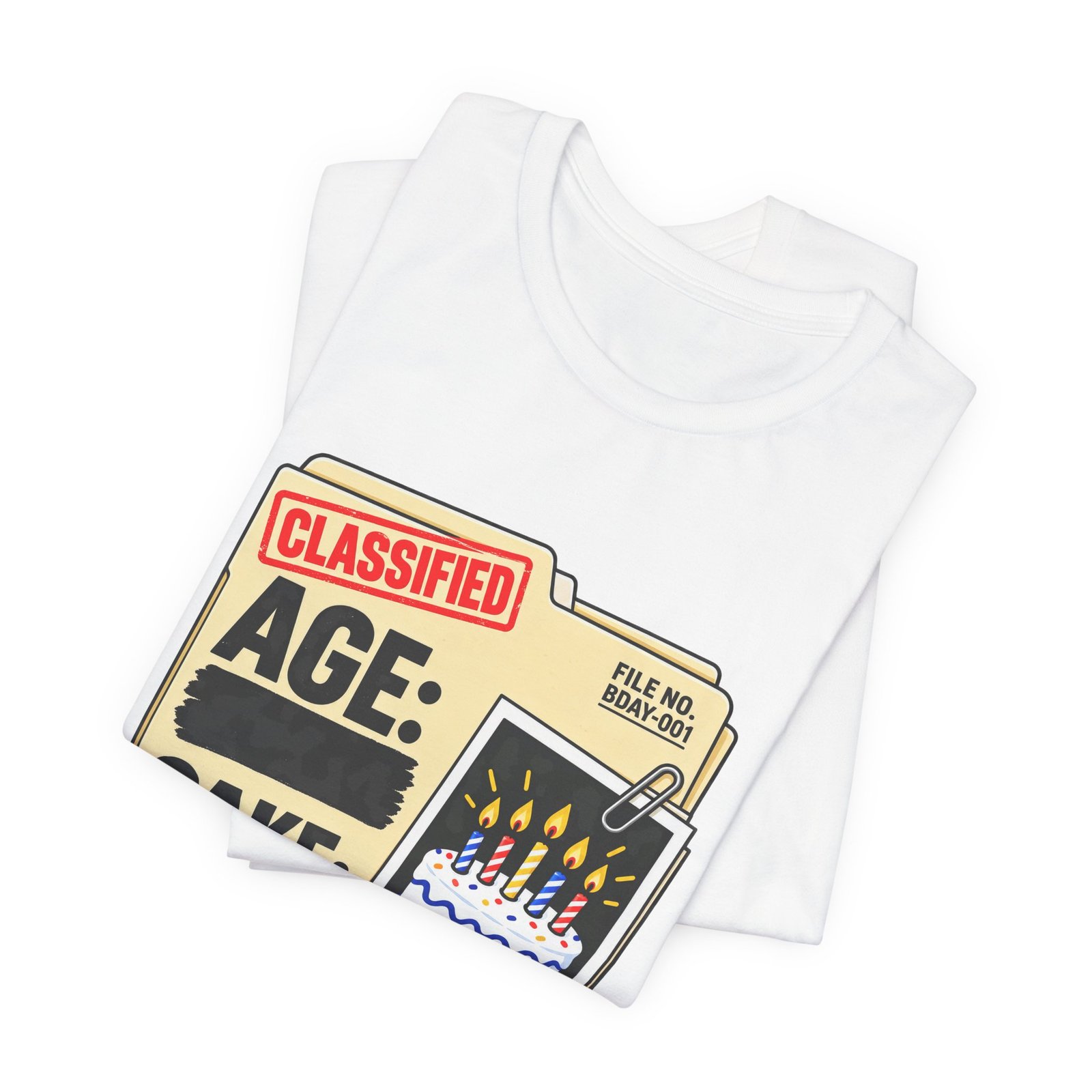 Classified Birthday Cake Funny Case Dossier Graphic Tee - Image 3