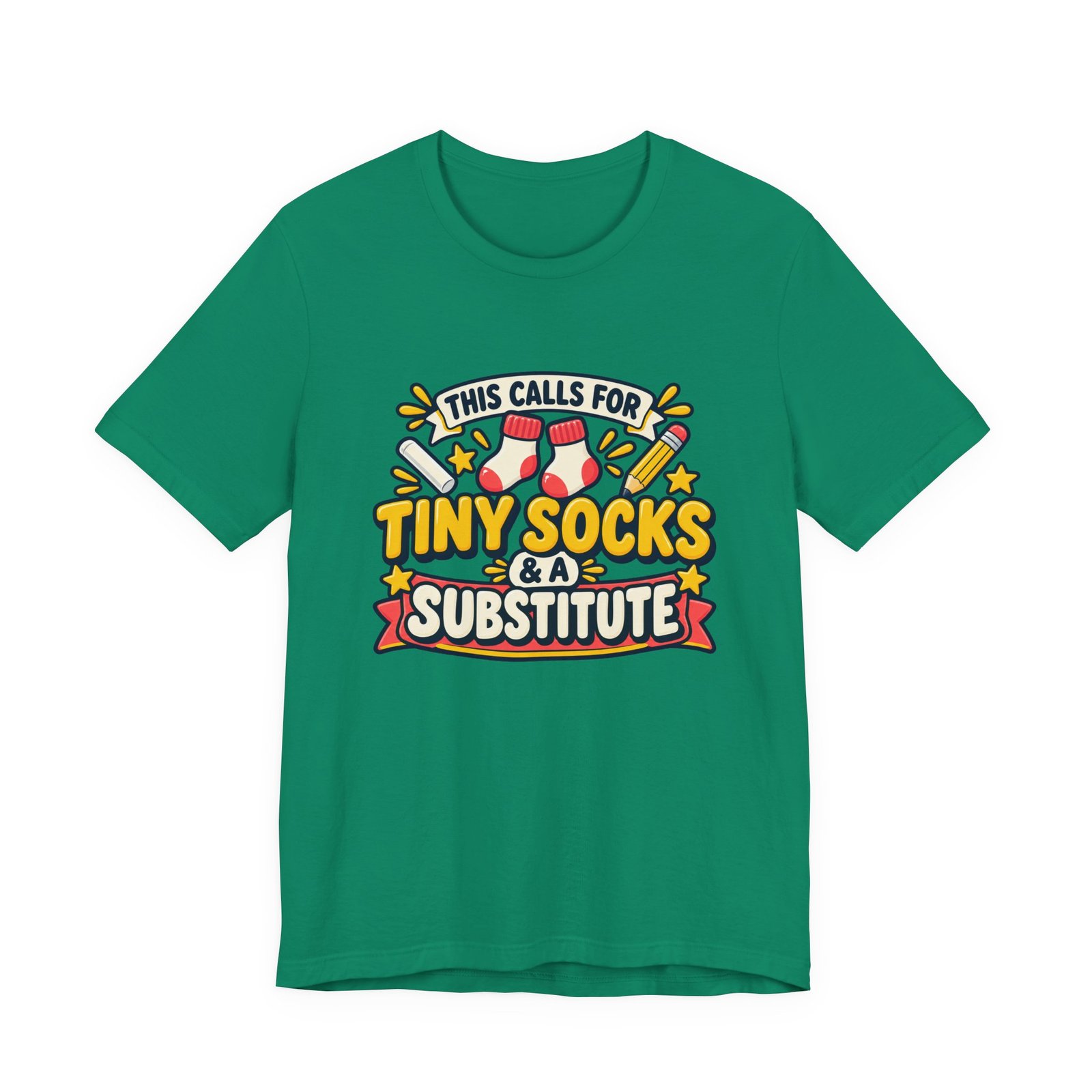 Teacher Baby Announcement Tiny Socks And Substitute Classroom Tee - Image 25