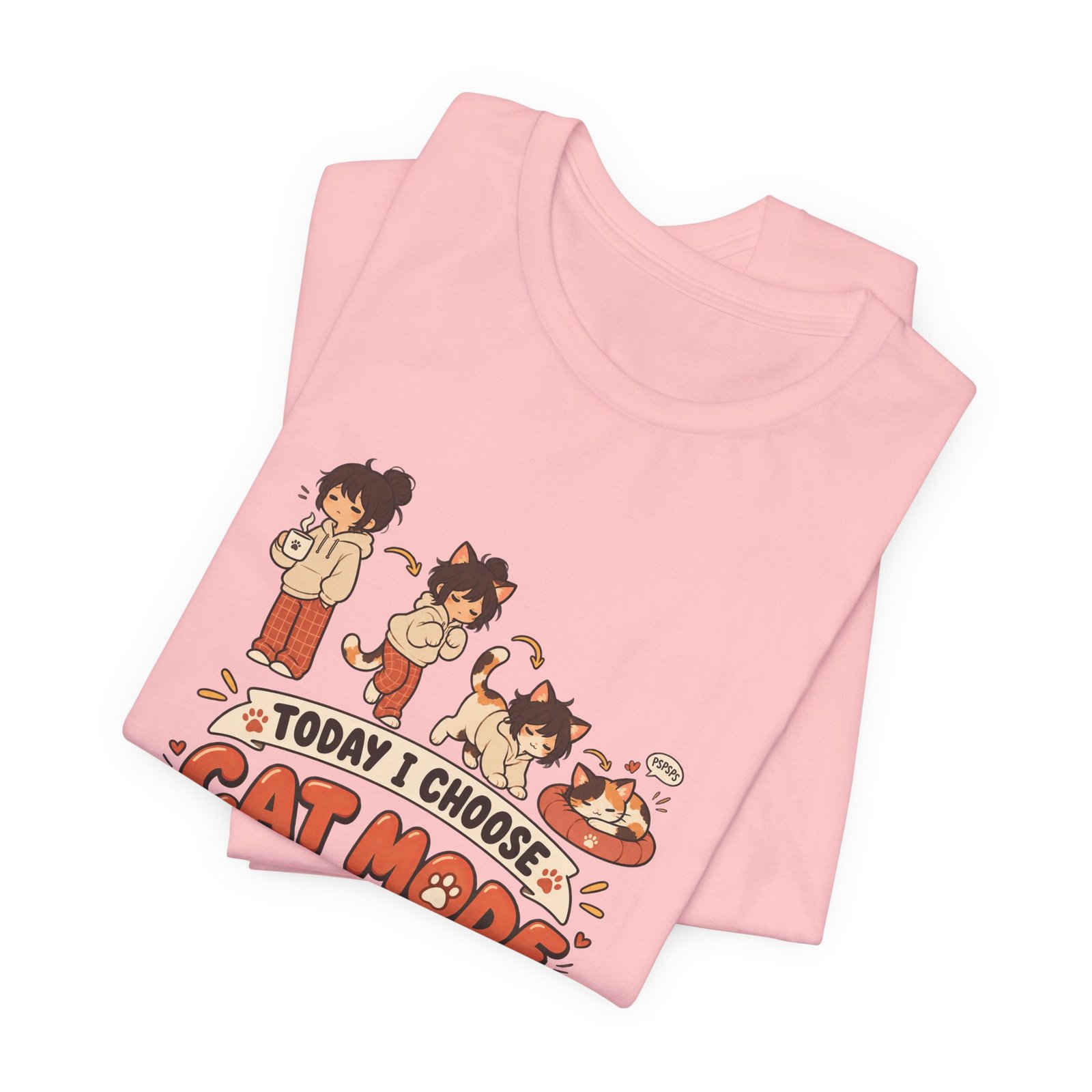 Cat Mode Transformation Cartoon Graphic Tee - Image 43
