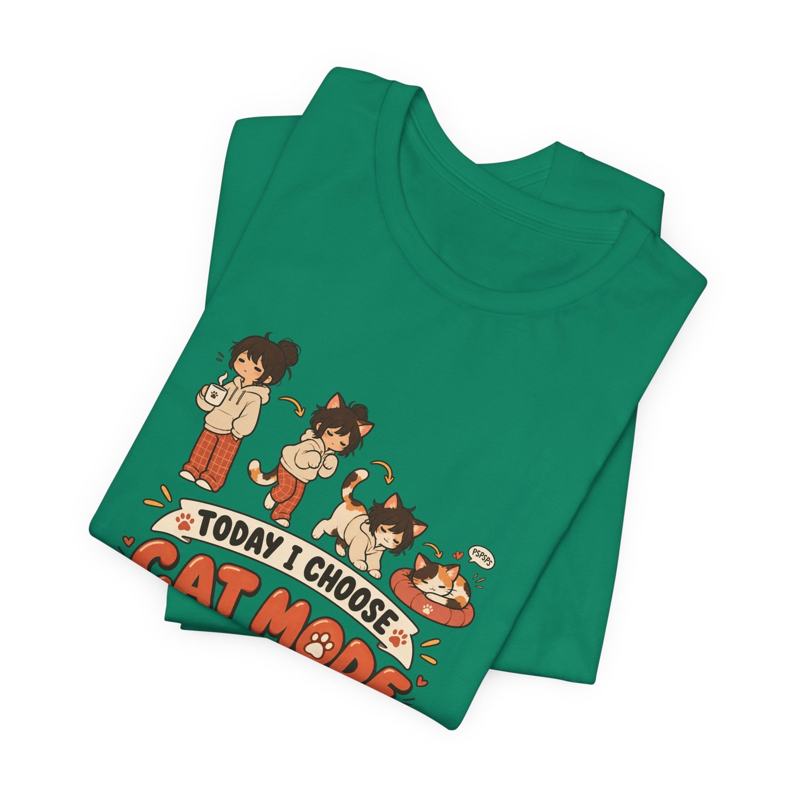 Cat Mode Transformation Cartoon Graphic Tee - Image 27