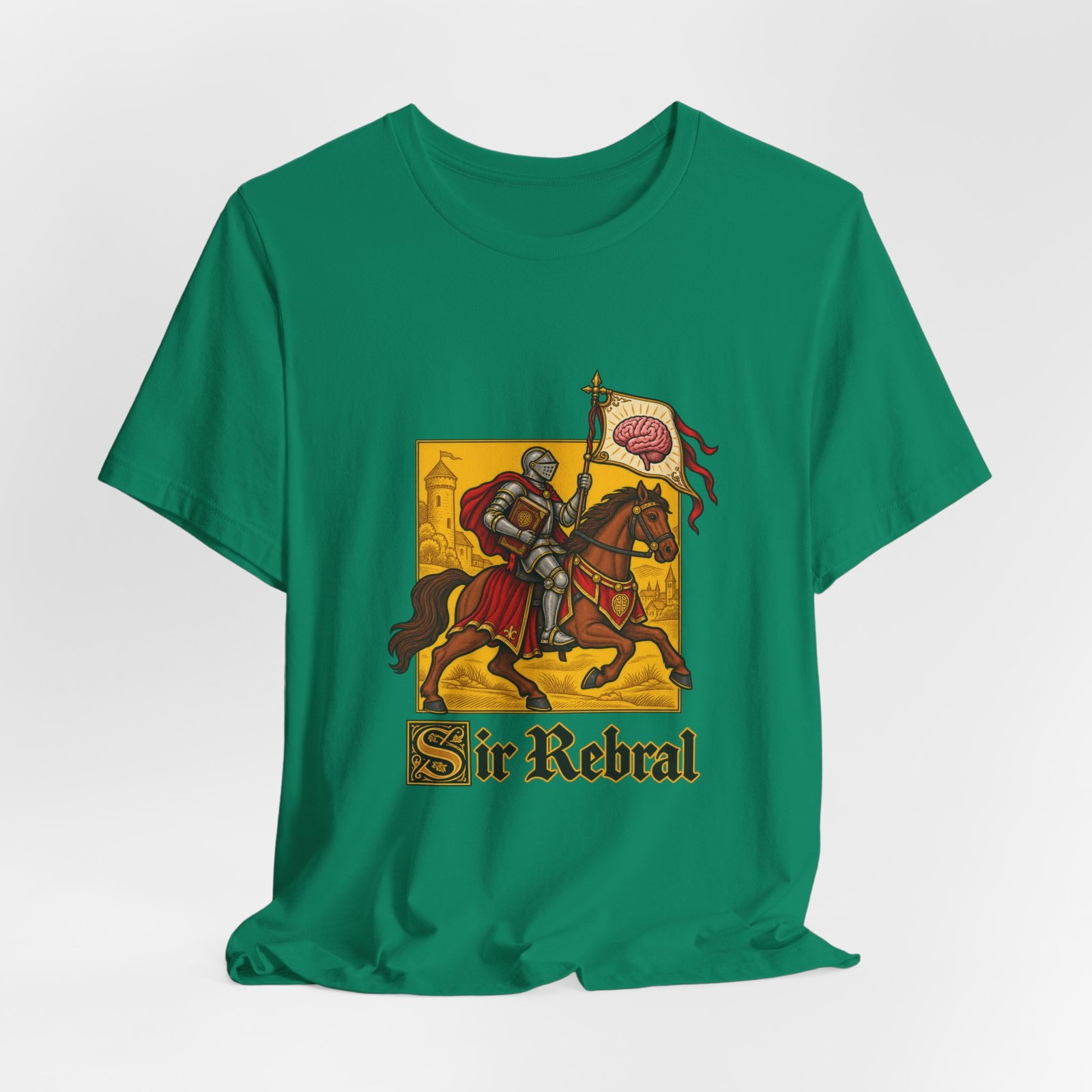 Sir Rebral Cerebral Knight Brain Banner Tee - Image 28
