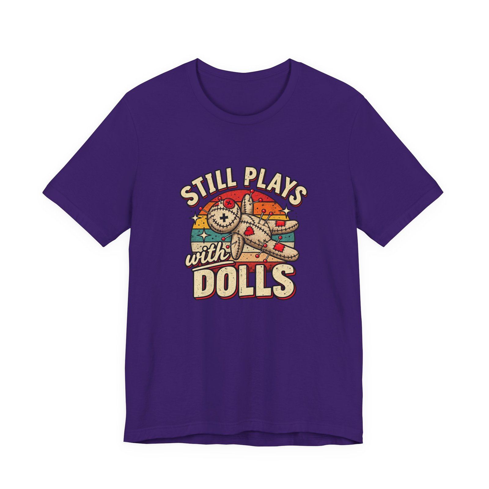 Still Plays With Dolls Voodoo Doll Halloween Humor Graphic Tee - Image 37