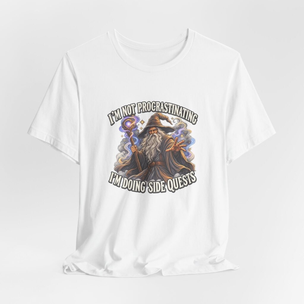 Not Procrastinating Side Quests Wizard Gamer Fantasy Graphic Tee