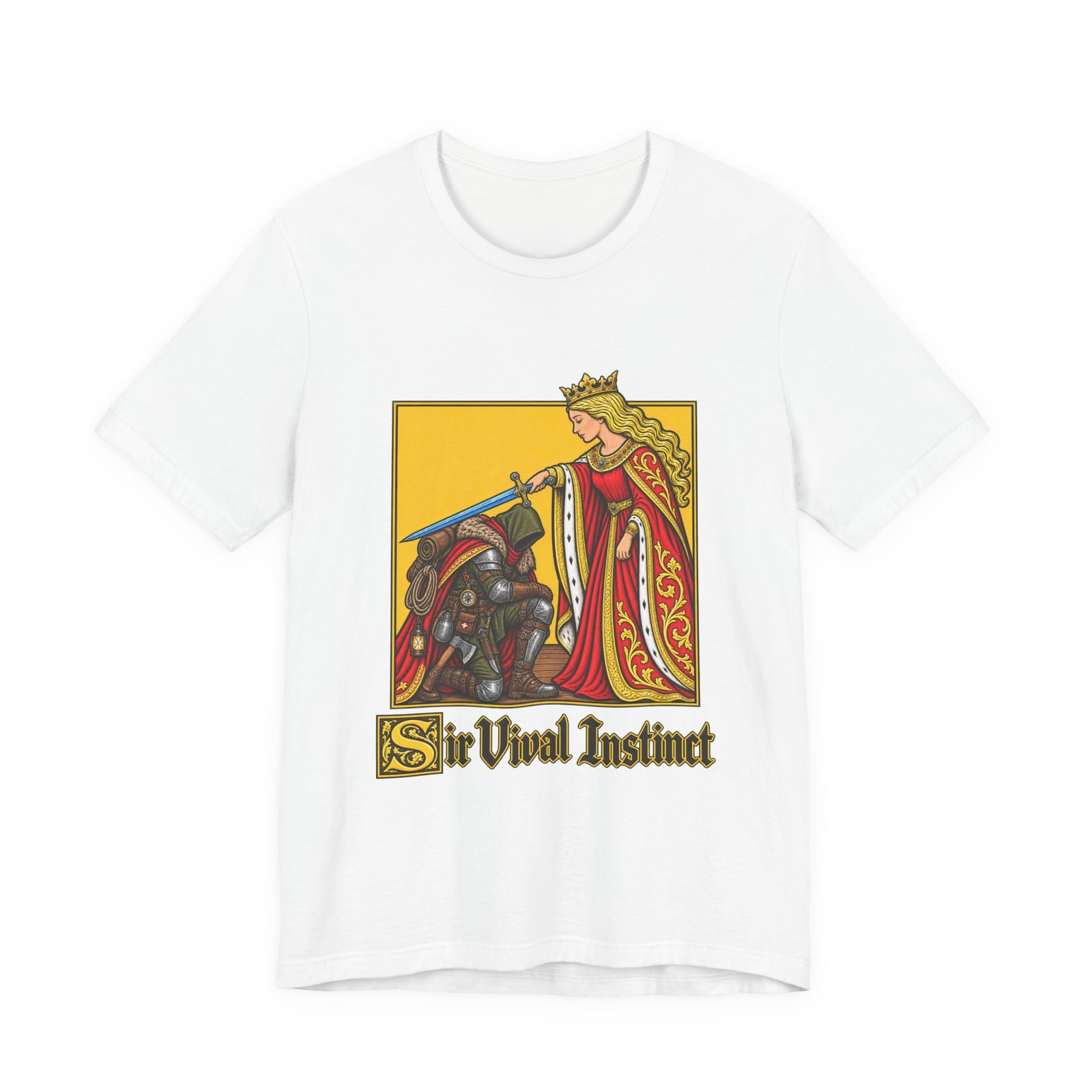 Sir Vival Instinct Medieval Survivalist Pun Graphic Tee