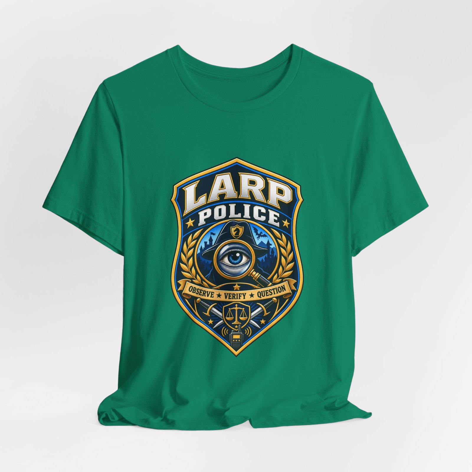 LARP Police Observe Verify Question Badge Tee - Image 28