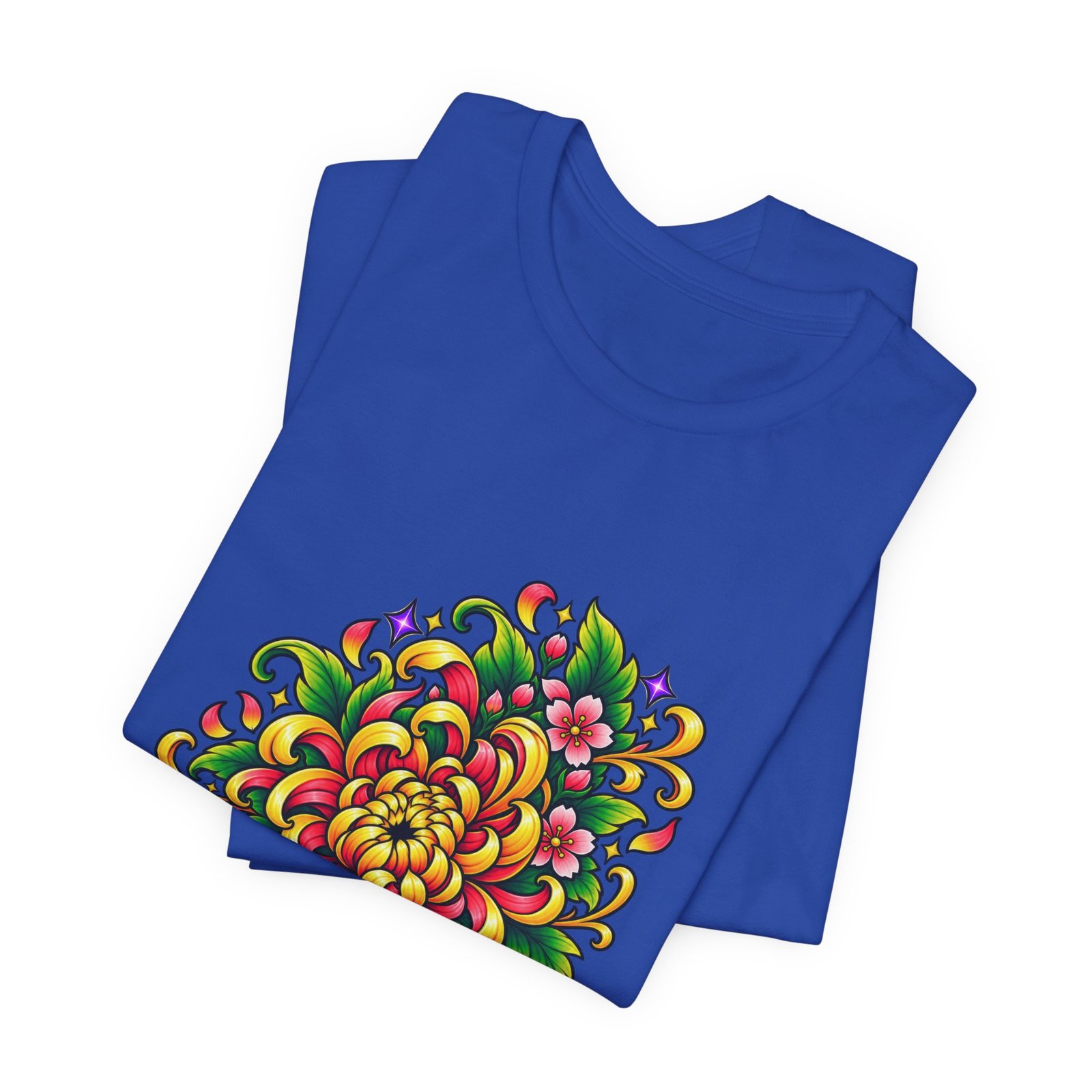 Vivid Chrysanthemum Floral Blossom Graphic Tee - Image 31