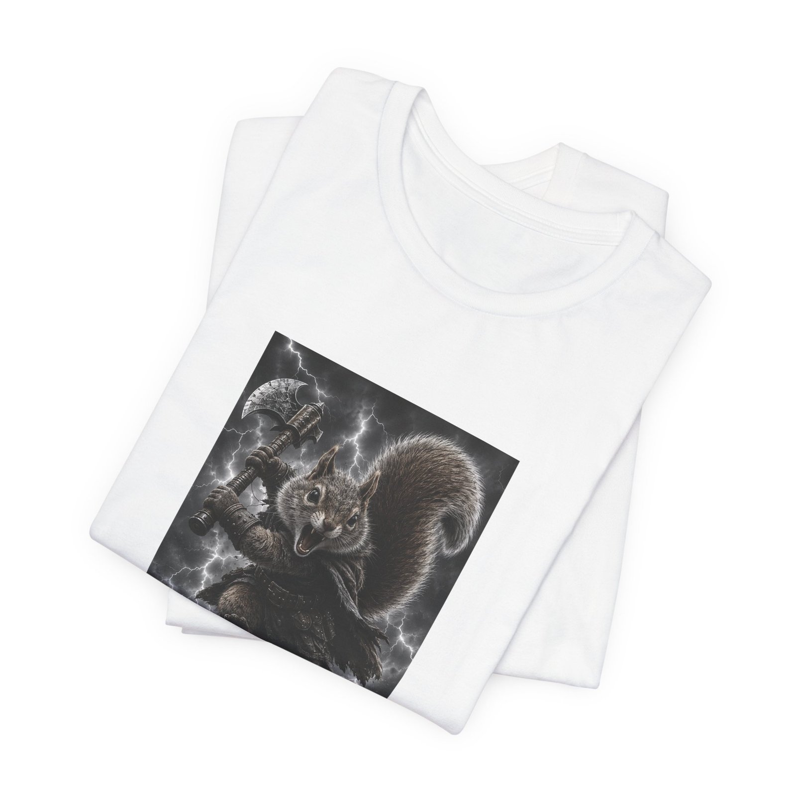 Epic Squirrel Warrior With Axe Graphic Tee - Image 3
