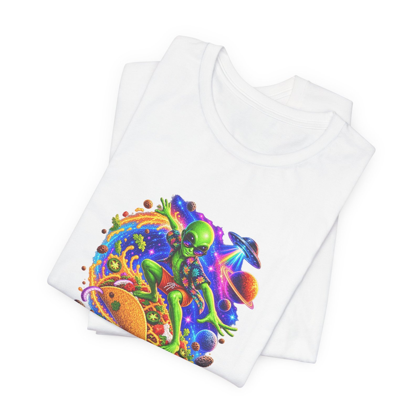Alien Taco Space Surfer Graphic Tee - Image 3