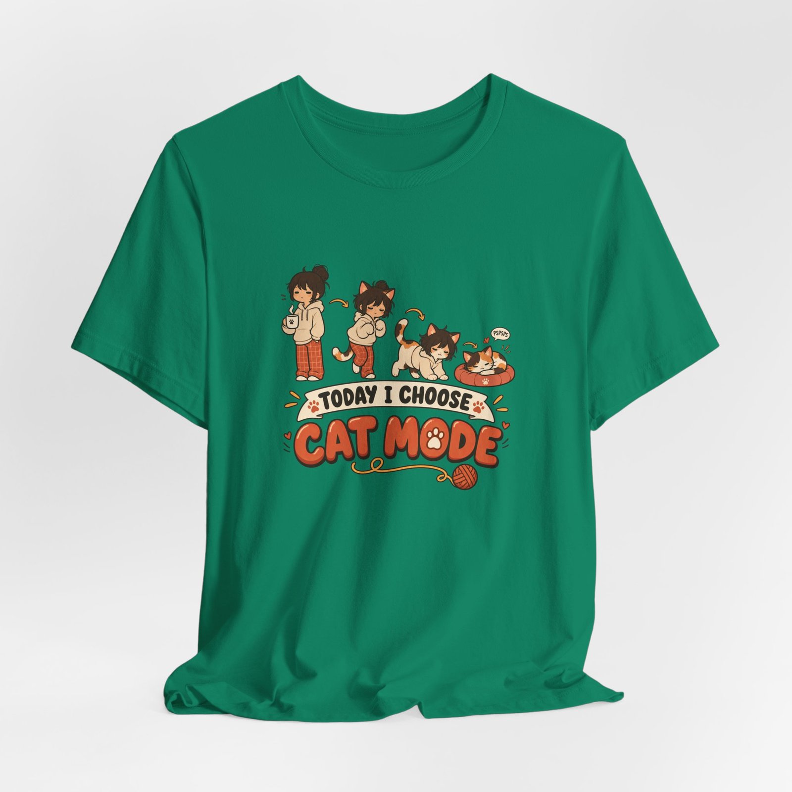 Cat Mode Transformation Cartoon Graphic Tee - Image 28