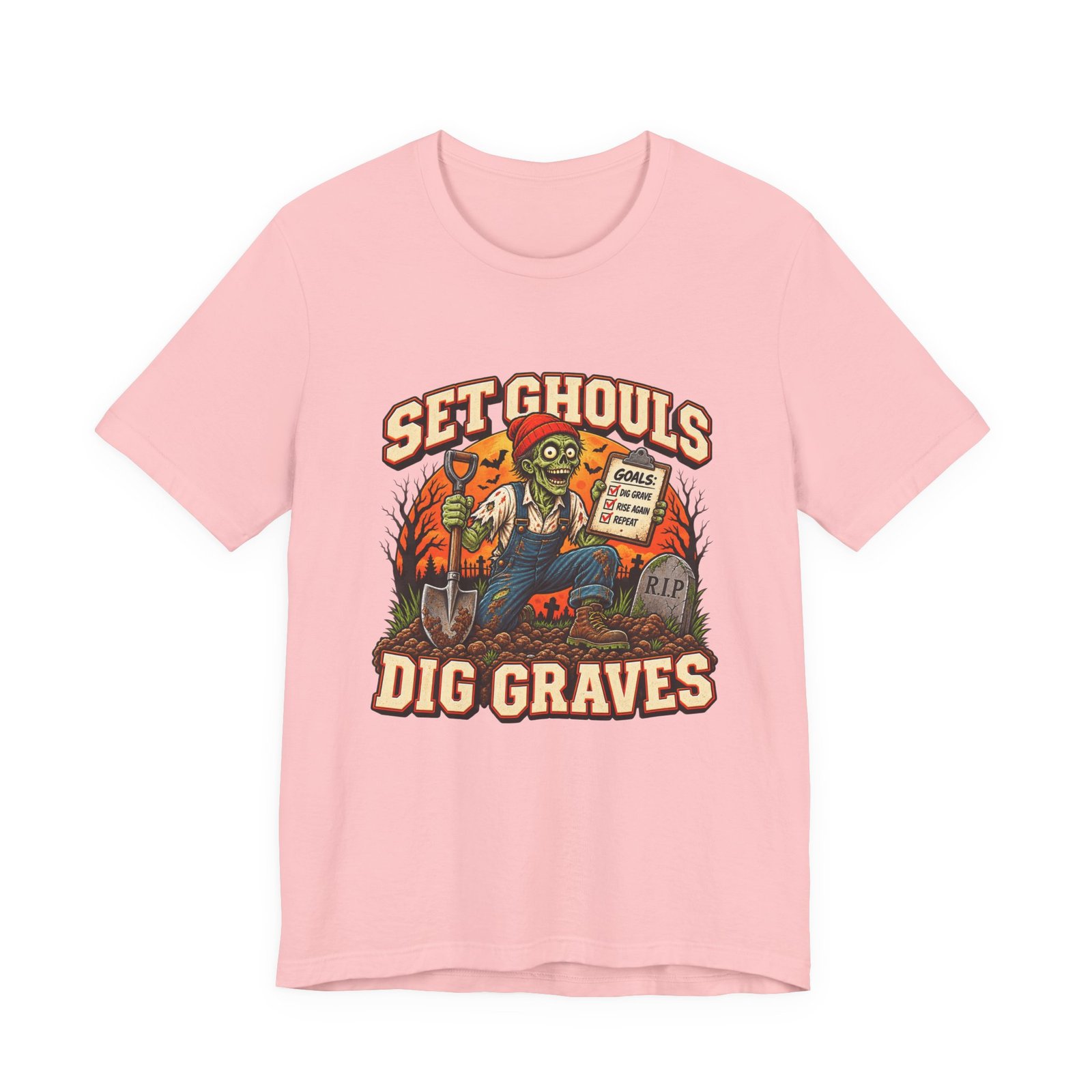 Set Ghouls Dig Graves Zombie Halloween Tee - Image 13