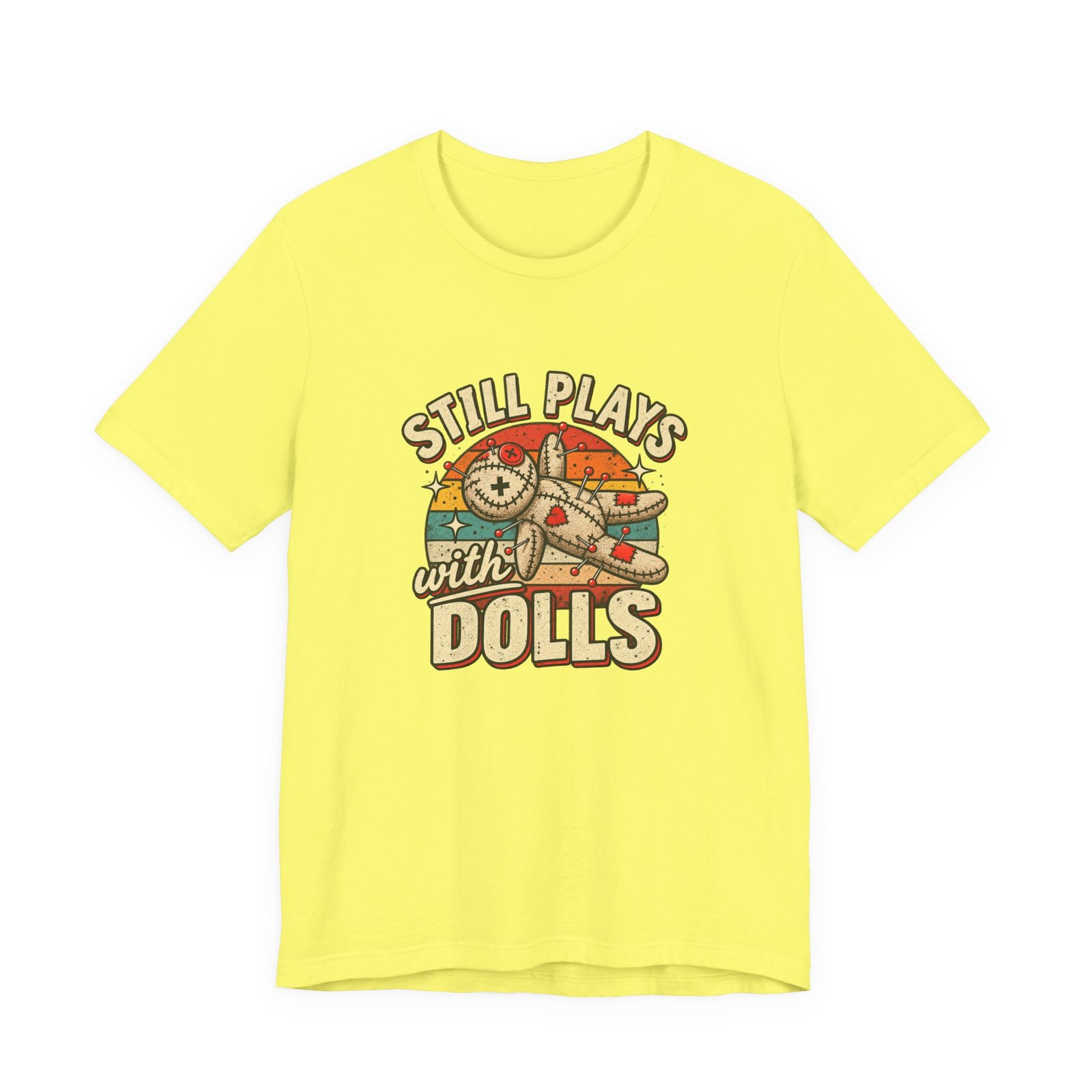 Still Plays With Dolls Voodoo Doll Halloween Humor Graphic Tee - Image 17