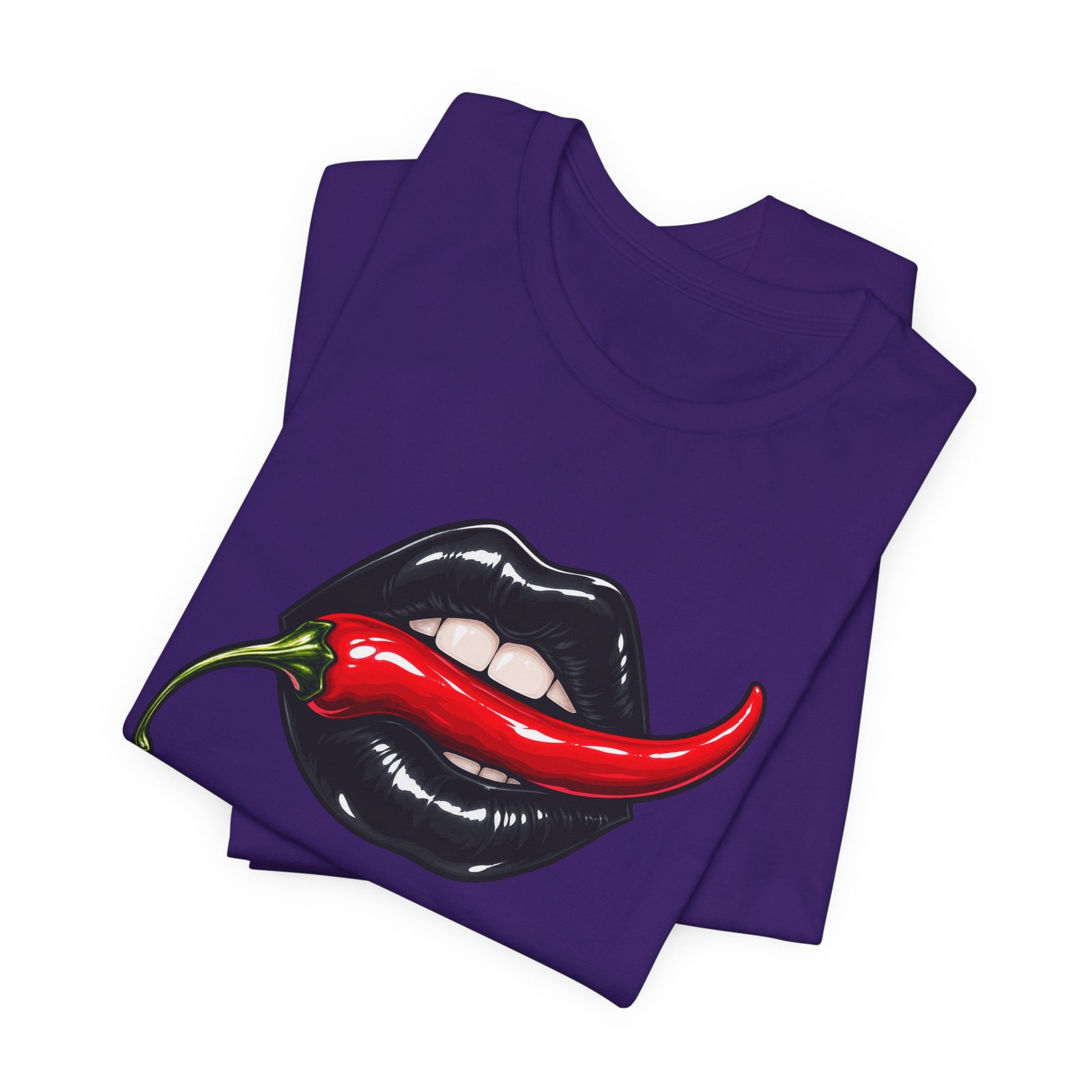 Chili Lips Bite Spicy Food Humor Graphic Tee - Image 39