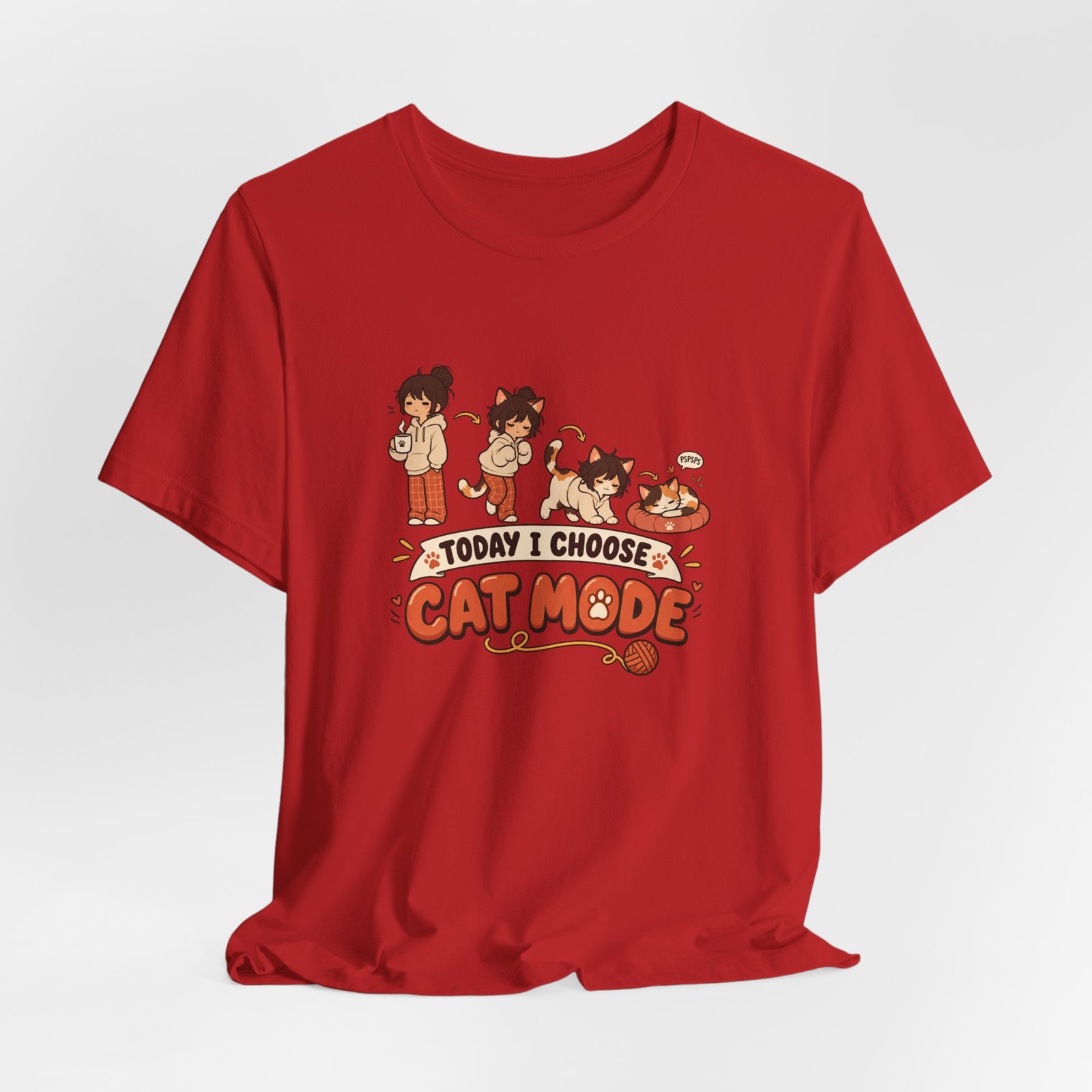 Cat Mode Transformation Cartoon Graphic Tee - Image 48