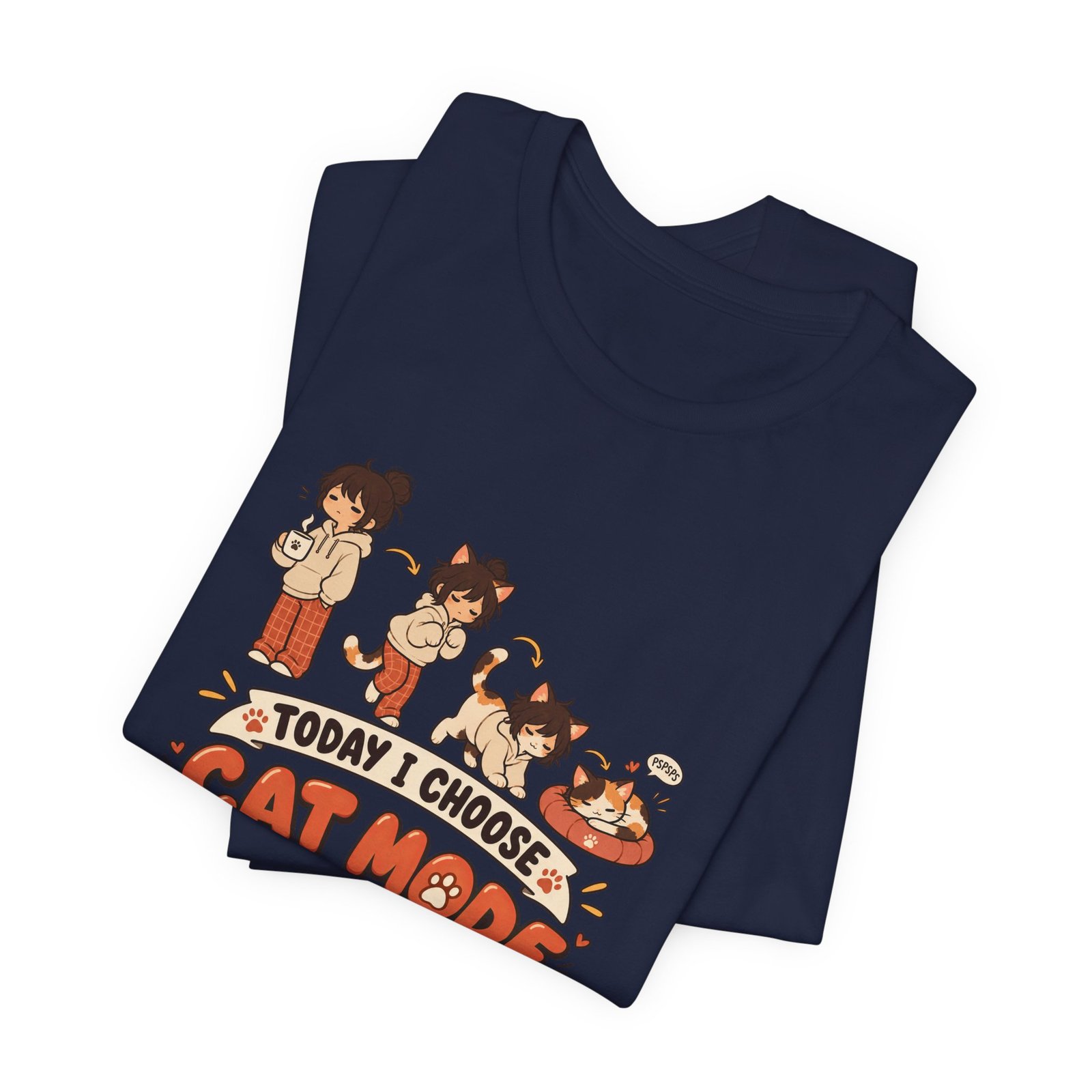 Cat Mode Transformation Cartoon Graphic Tee - Image 35