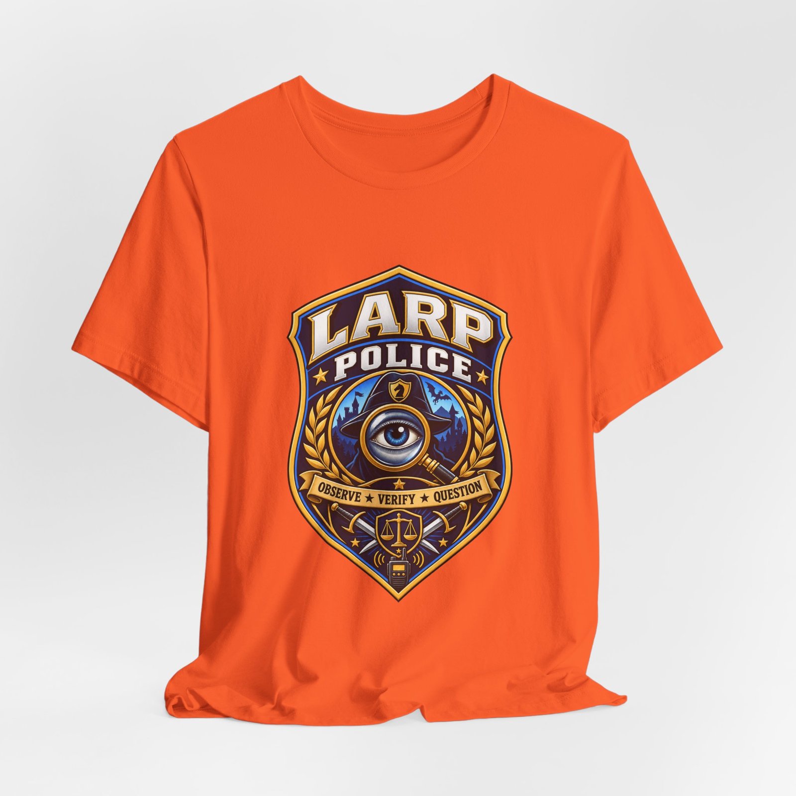 LARP Police Observe Verify Question Badge Tee - Image 8