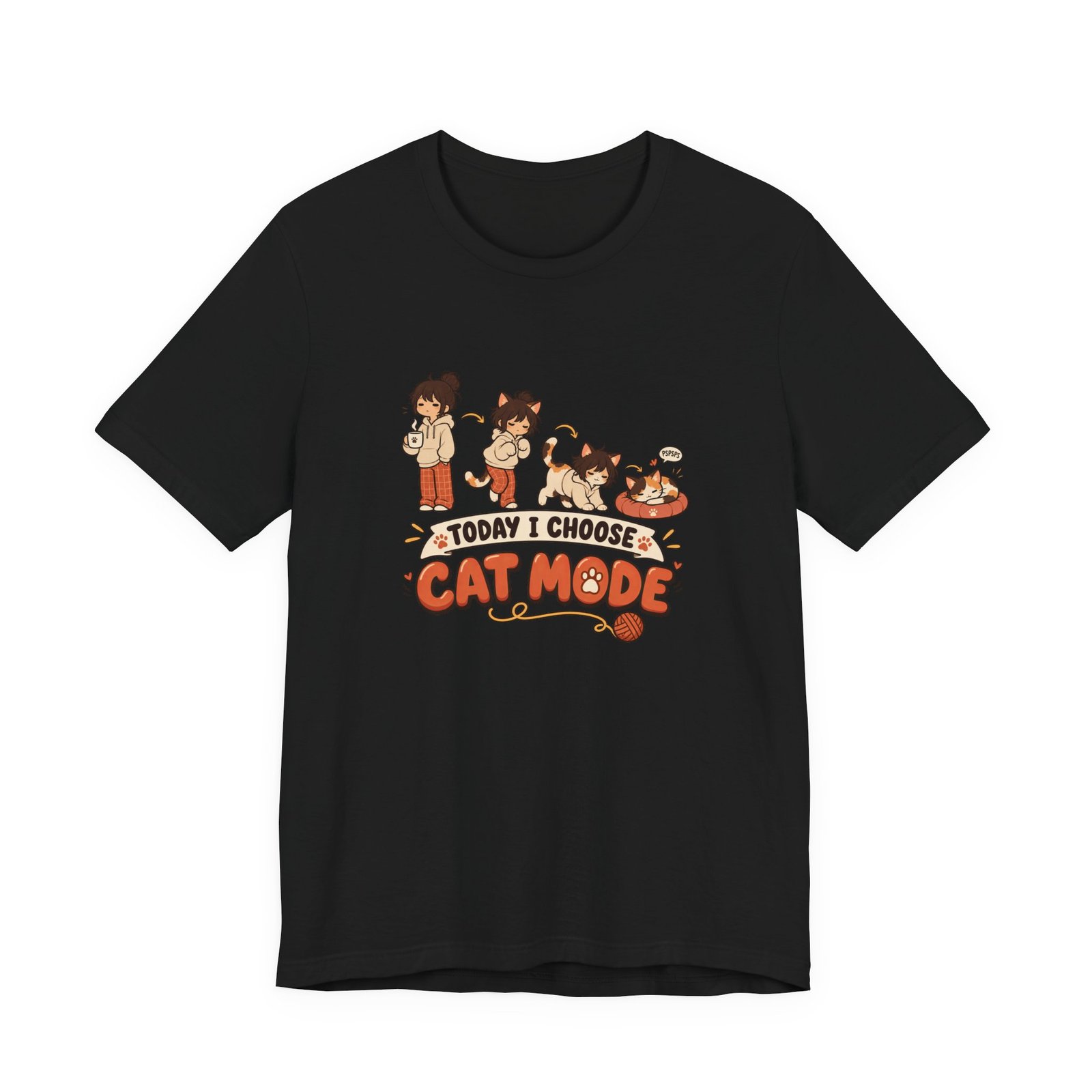 Cat Mode Transformation Cartoon Graphic Tee - Image 13