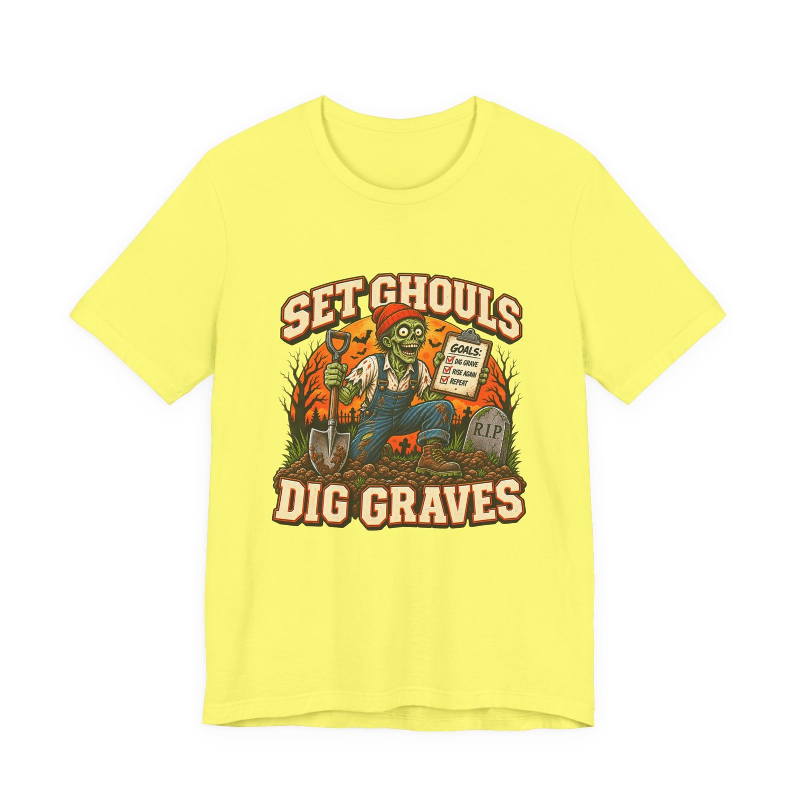 Set Ghouls Dig Graves Zombie Halloween Tee - Image 9