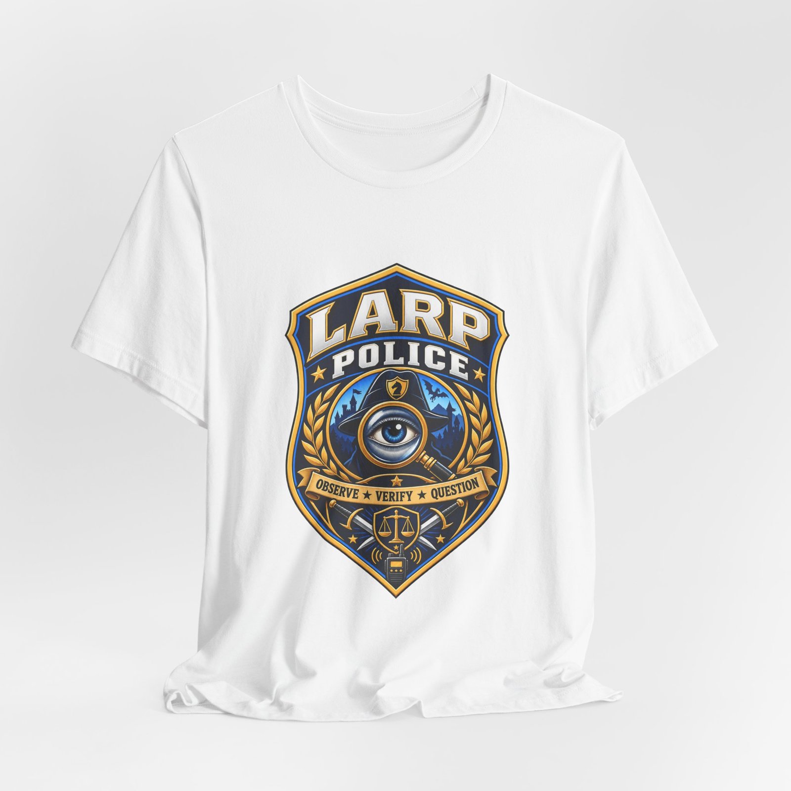 LARP Police Observe Verify Question Badge Tee - Image 4
