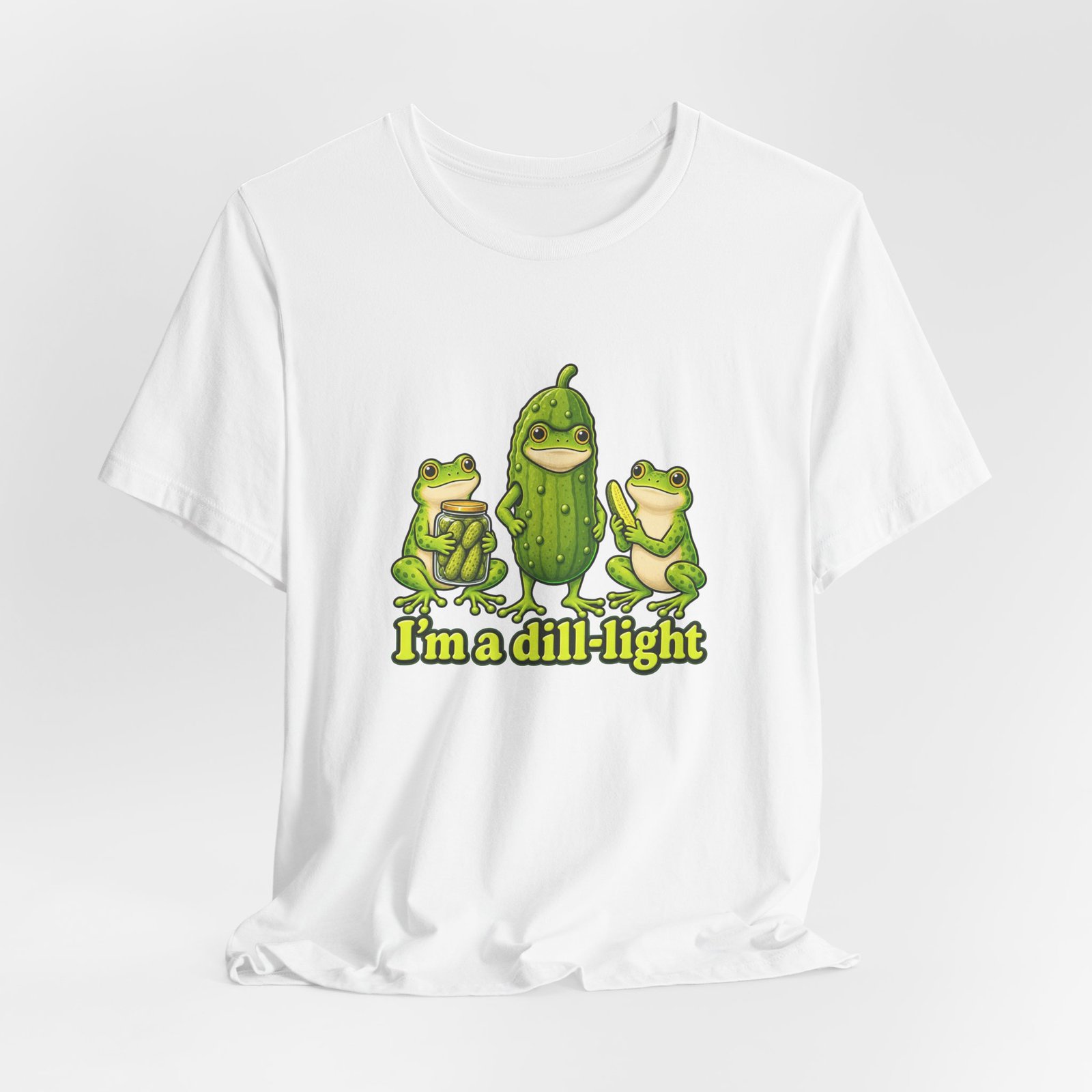 Im A Dill Light Funny Frog Pickle Pun Graphic Tee - Image 4