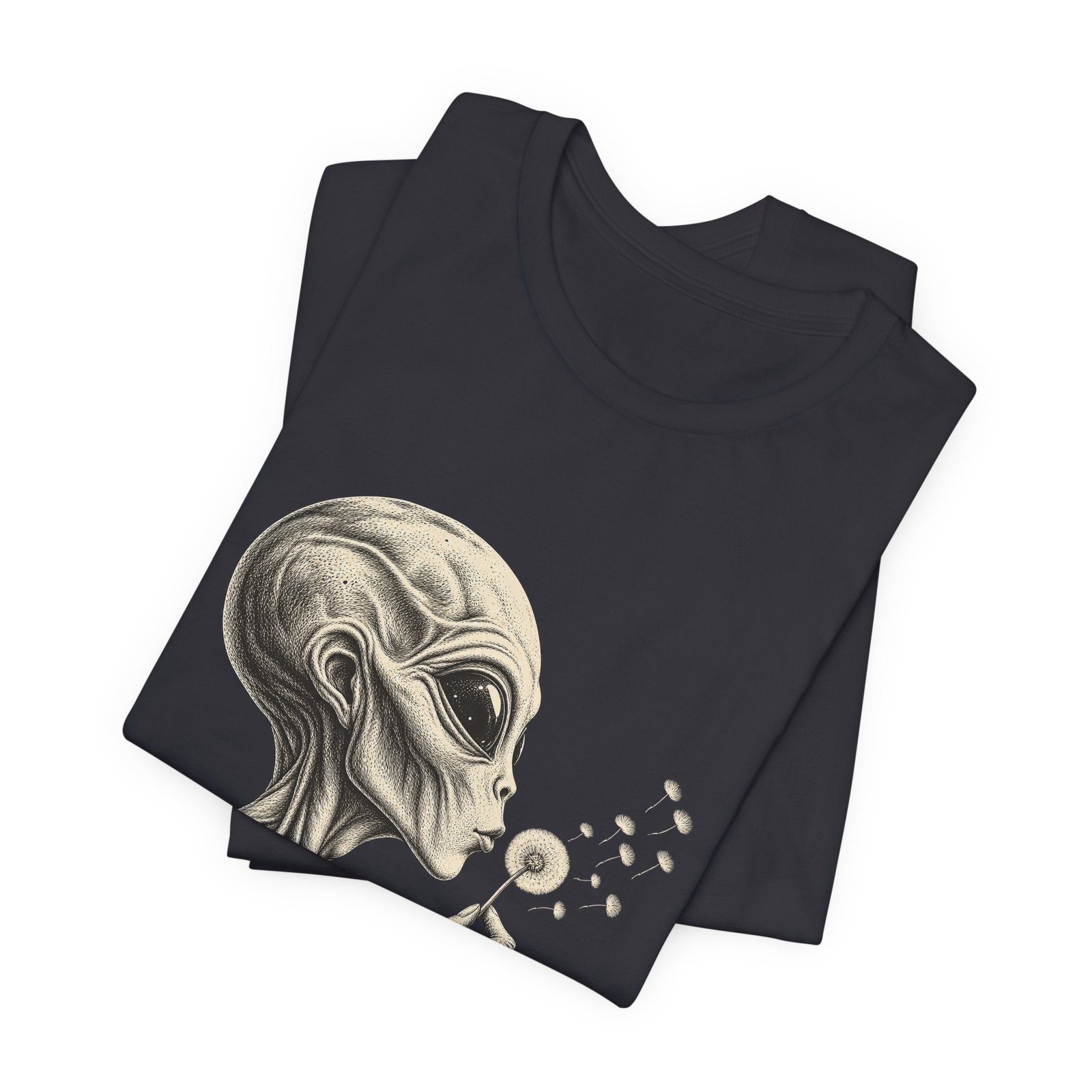 Alien Blowing Dandelion Seeds Wishful Extraterrestrial Wonder Tee - Image 23