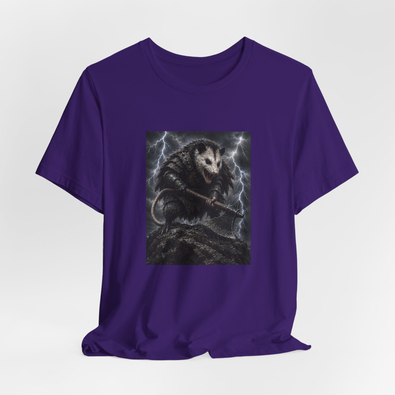 Opossum Warrior With Axe Lightning Storm Graphic Tee - Image 40
