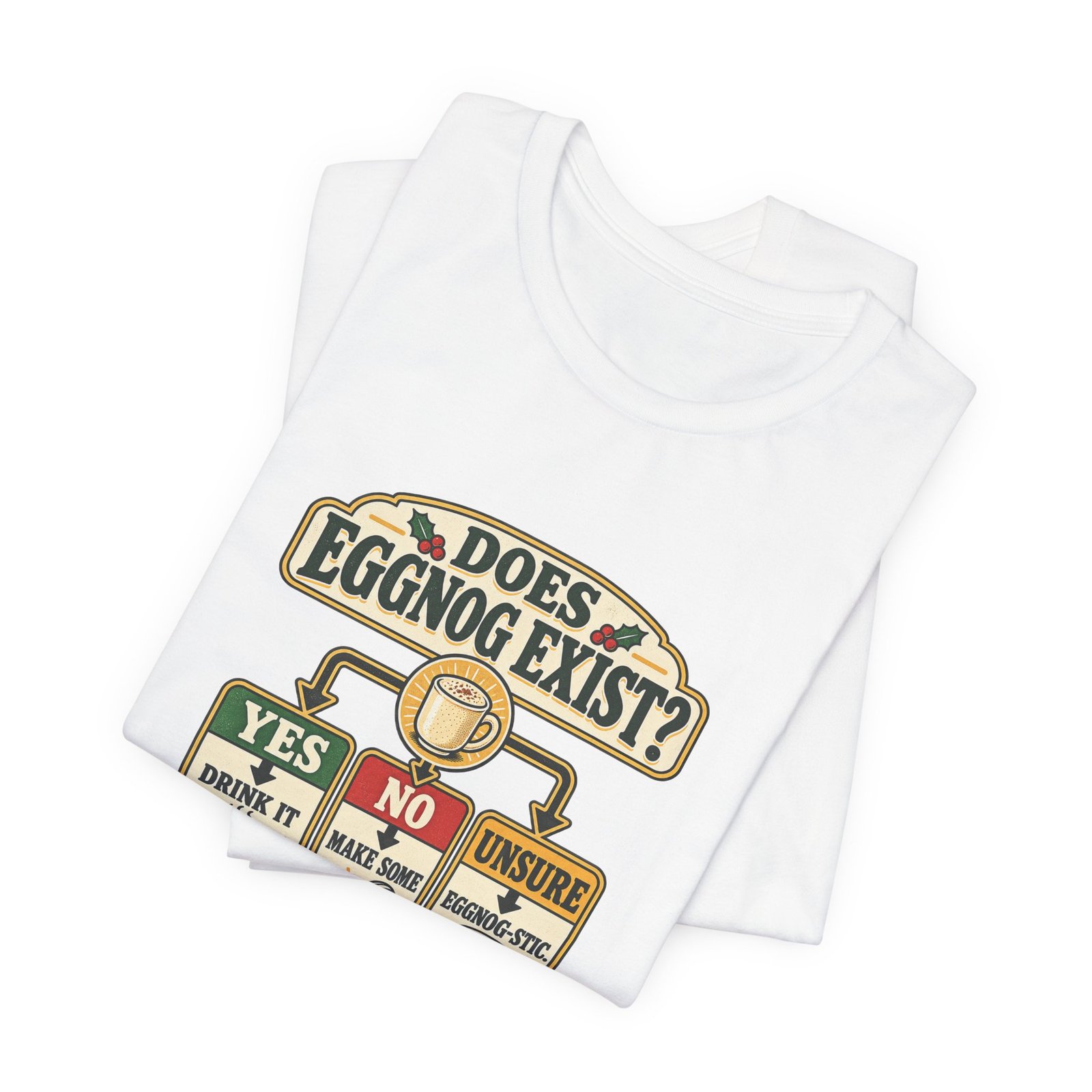Does Eggnog Pun Exist Holiday Chart Graphic Tee - Image 3